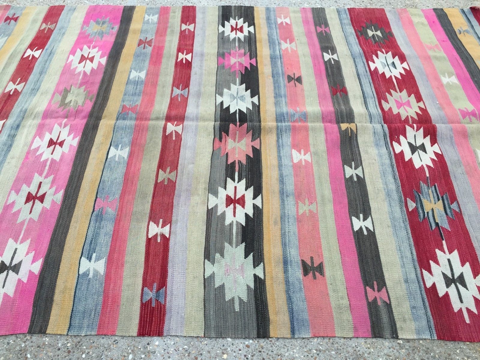 Vintage Turkish Kilim Kelim Rug 262x169cm Shabby Chic Wool, Country Home, Boho photo for sale