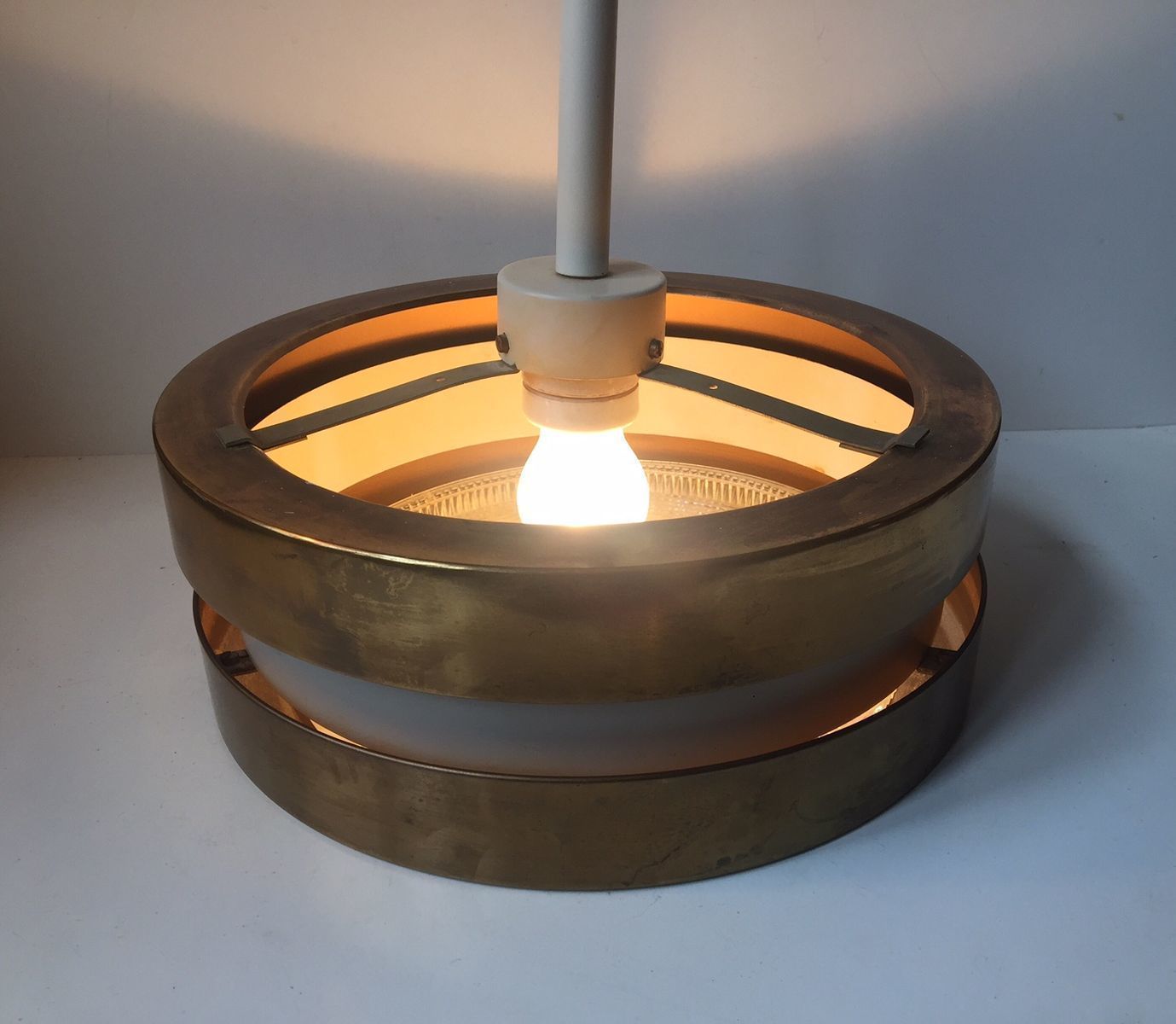Brass & Crystal Pendant Lamp By Lisa Johansson Papé For Orno, 1960s photo furniture