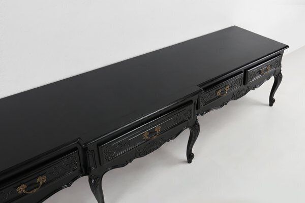 20th Century Louis XV Style Black Low Sideboard, France, 1950s photo vinterior
