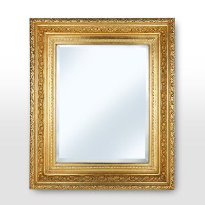 Baroque Gilt Facet Cut Wood Wall Mirror, France, 1850s