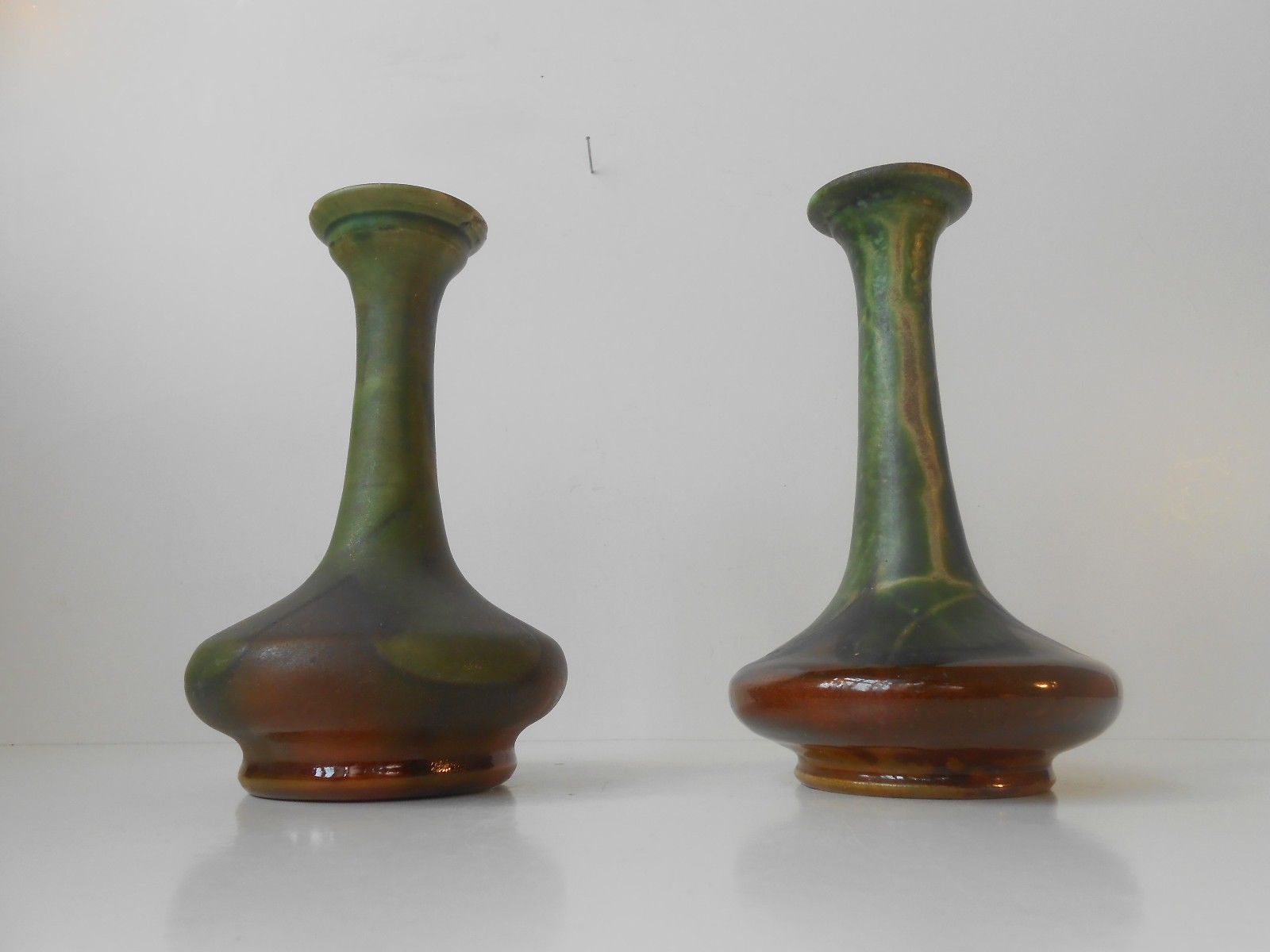 Danish Polychrome Pottery Vases By Hermann August Kähler, 1920s, Set Of 2