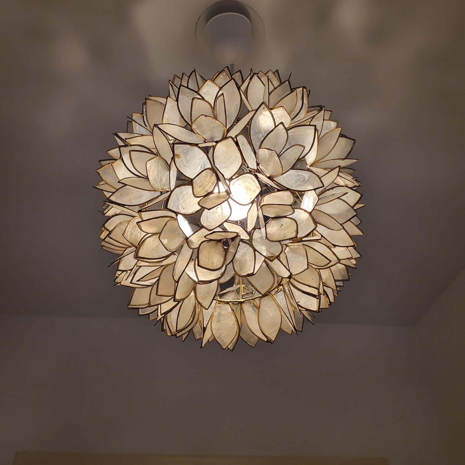 photo furniture Set Of Mother Of Pearl And Gilded Metal Pendant Lights
