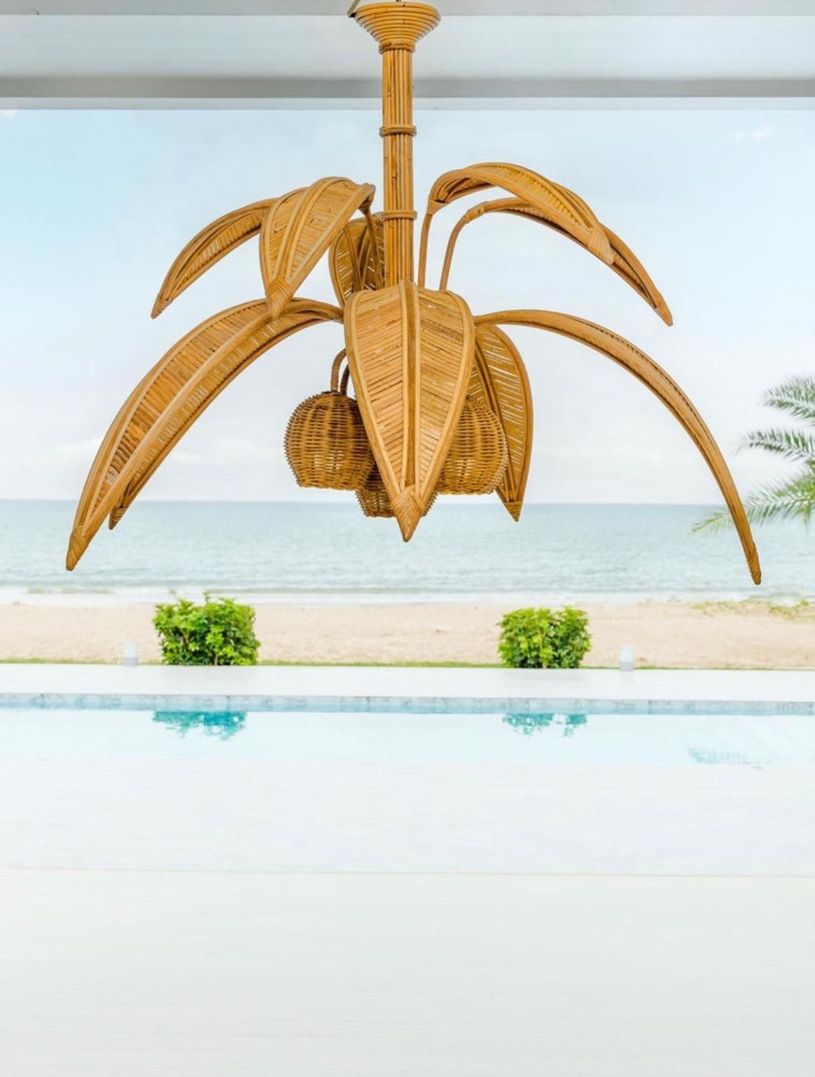 Rattan « Coconut Tree/Palm Tree » Ceiling Light photo furniture