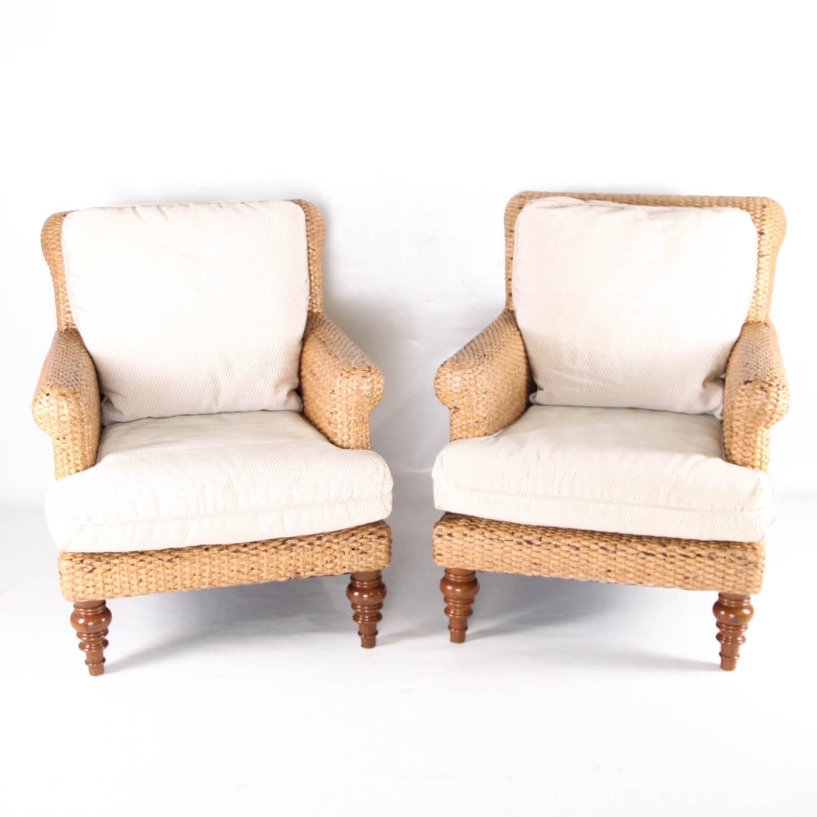 photo for sale Pair Of Seagrass Bergere Chairs