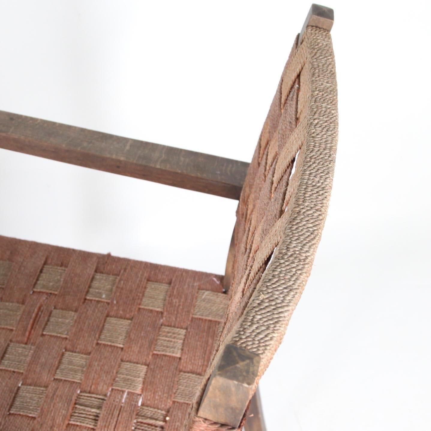 Pair Of Rope And Beech Wood Armchairs Circa 1960 photo for sale