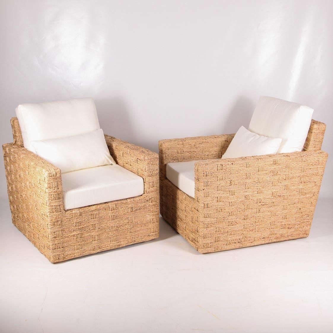 Paire Of Braided Seagrass Armchairs photo furniture