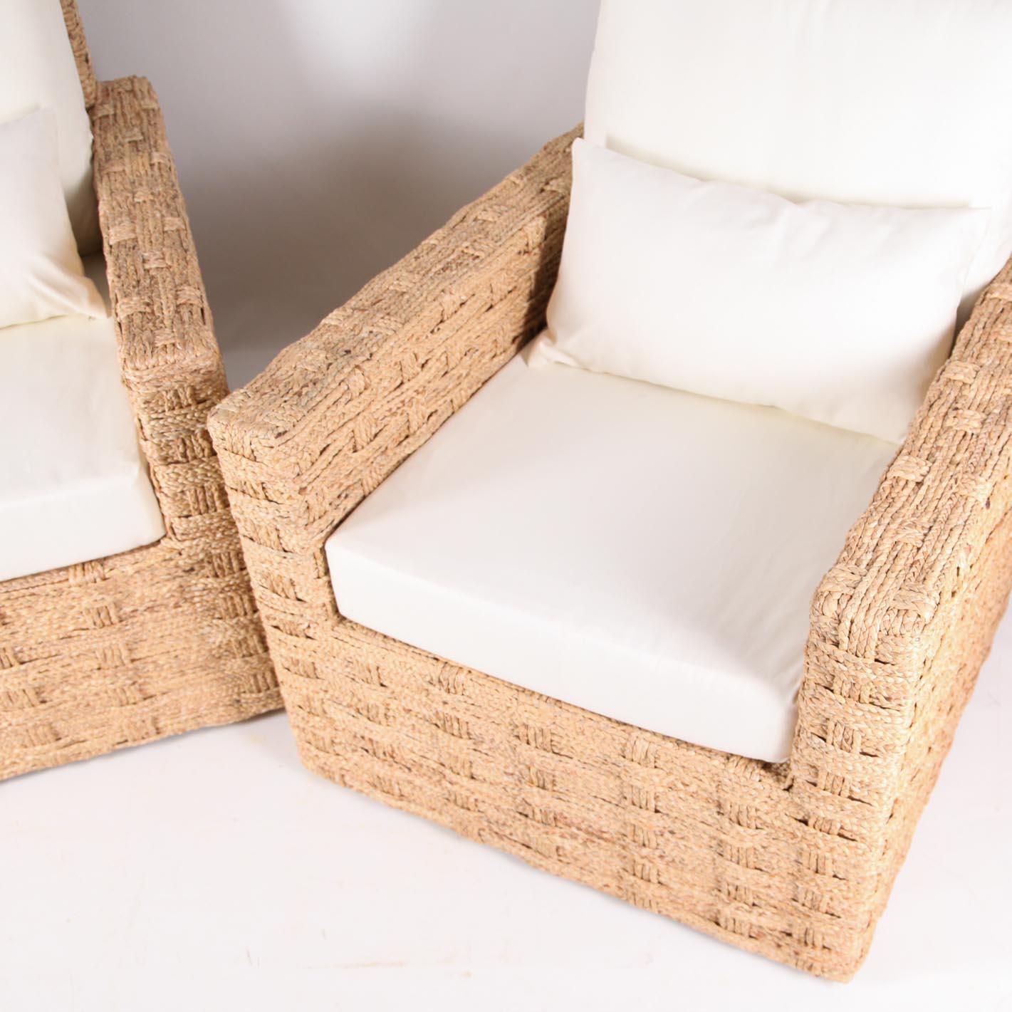 Paire Of Braided Seagrass Armchairs photo Furniture