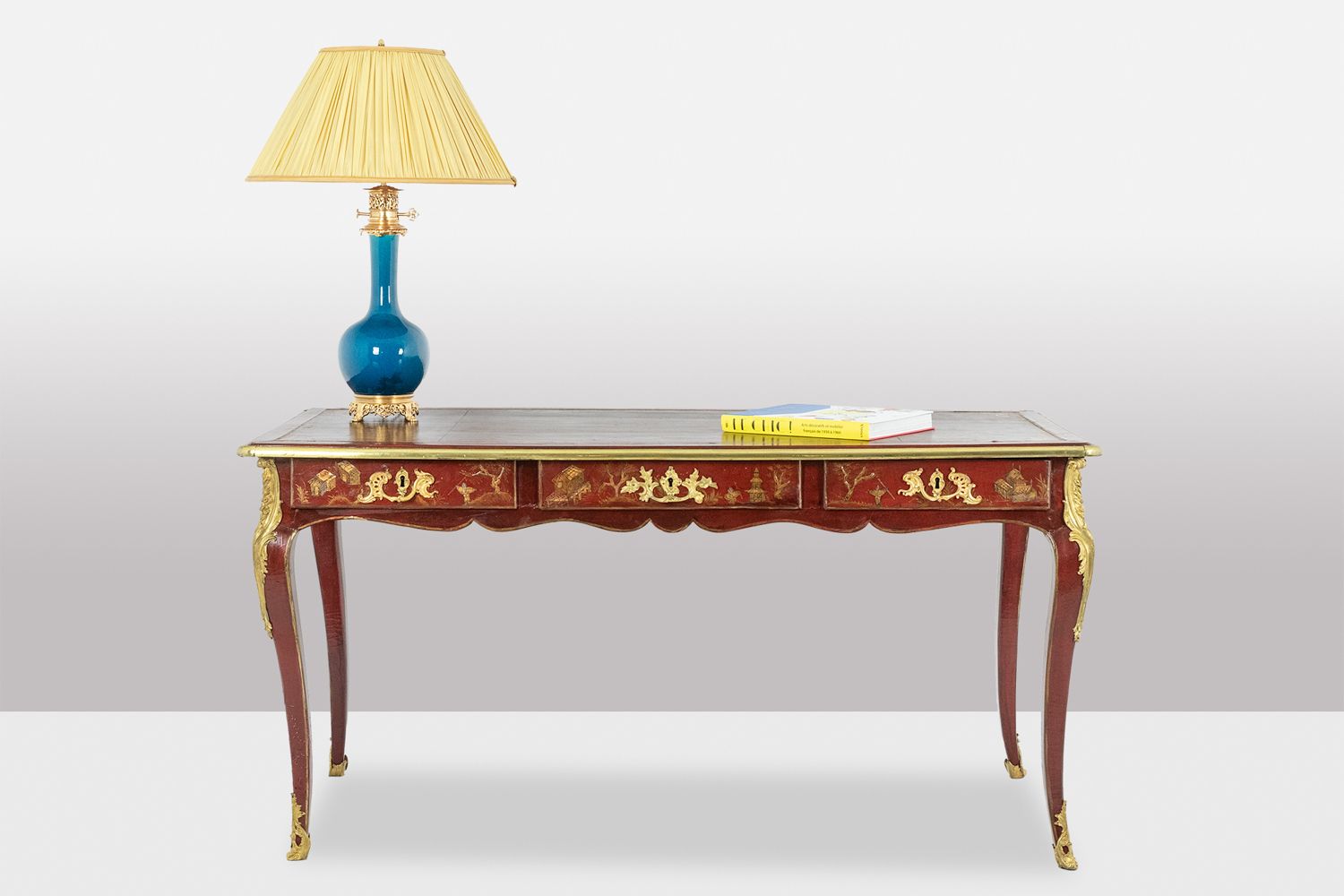 Louis XV Style Flat Desk Decorated With Lake Scenes. Circa 1850. photo furniture