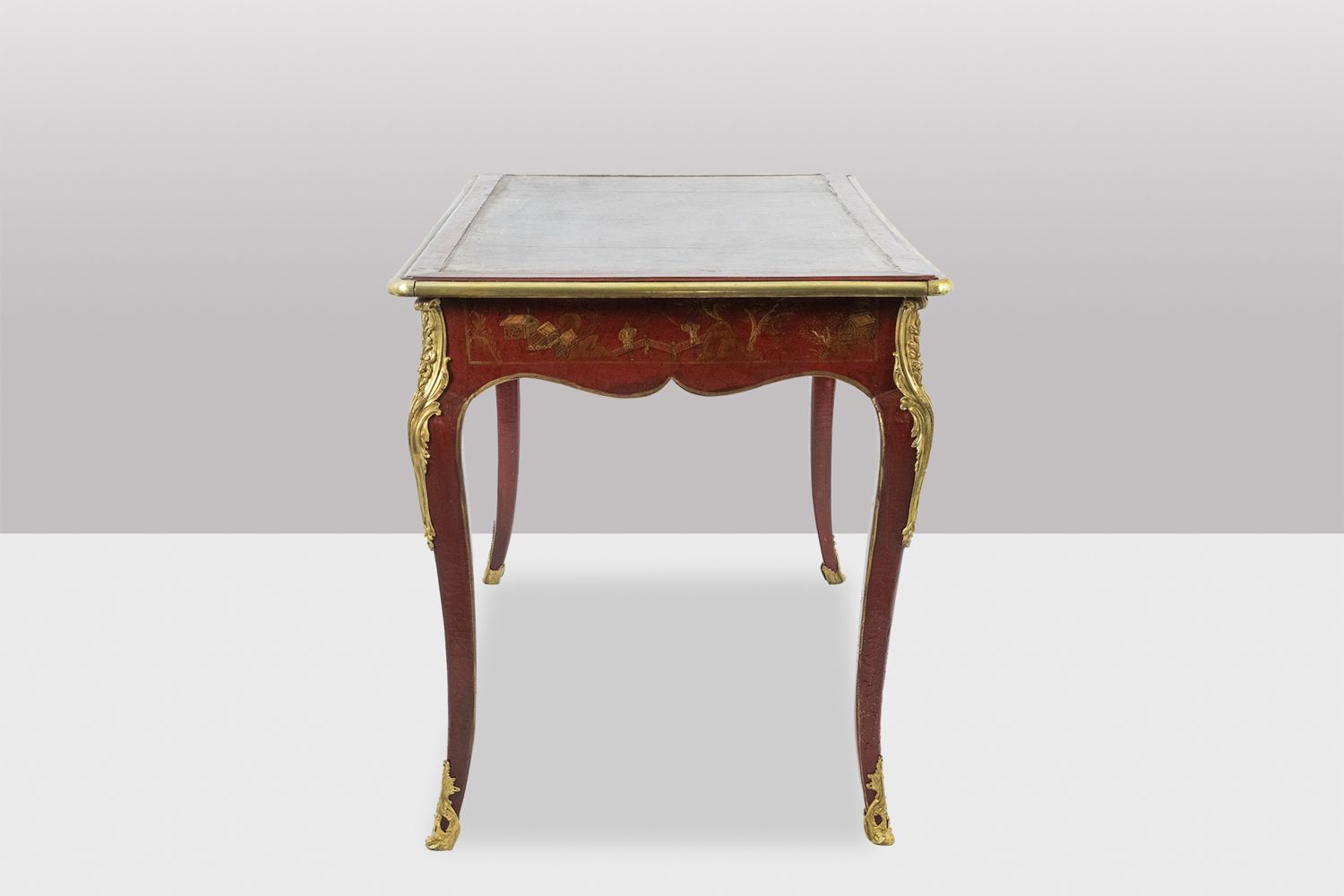 Furniture Louis XV Style Flat Desk Decorated With Lake Scenes. Circa 1850. photo