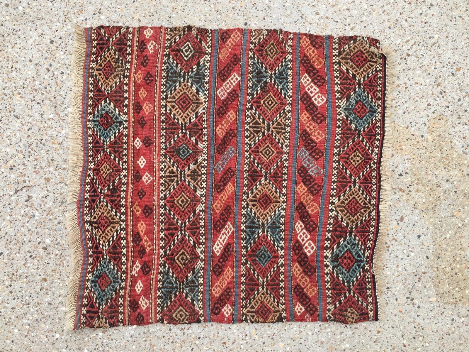 Antique Turkish Kilim Rug 95x93cm Shabby Vintage Old Wool Country Home Kelim photo for sale