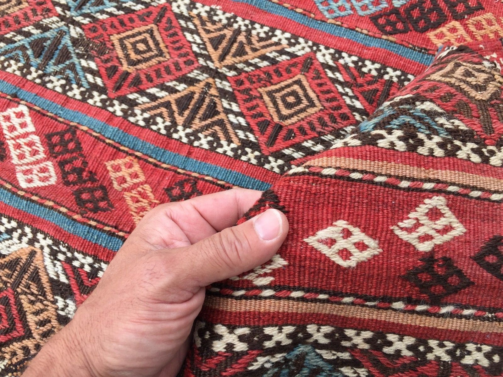 Antique Turkish Kilim Rug 95x93cm Shabby Vintage Old Wool Country Home Kelim photo buy