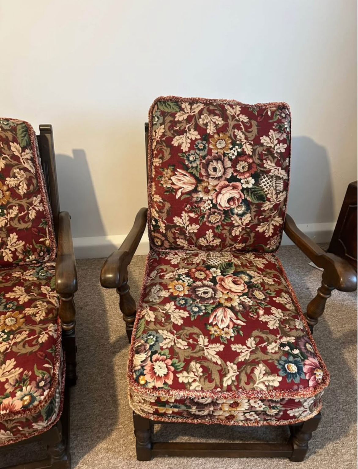 Ercol 1950’s Chair And Sofa Set Floral Fabric photo vinterior