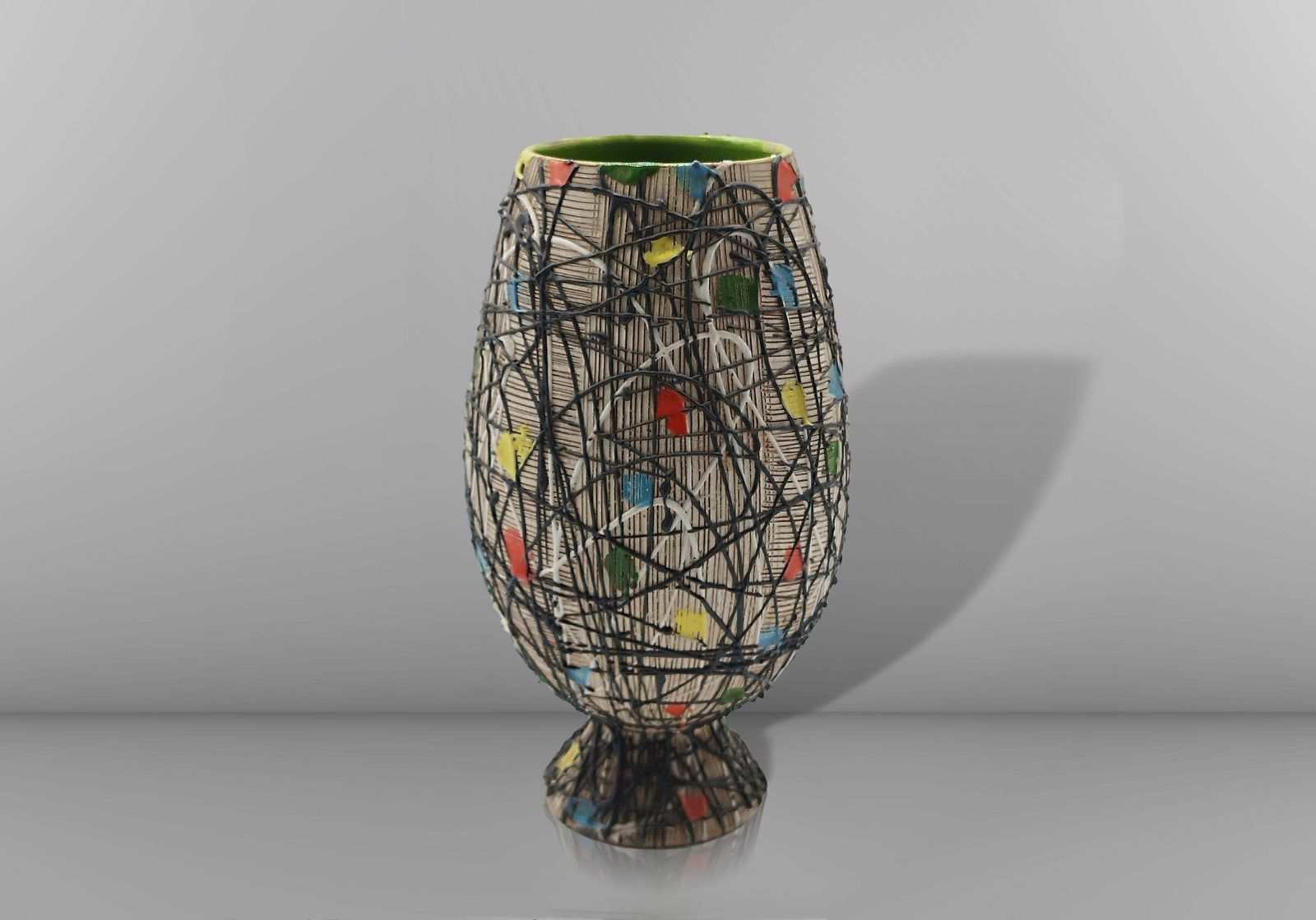 F.Lli Fanciullacci Hand Painted Terracotta Vase, Italy 1960 photo for sale