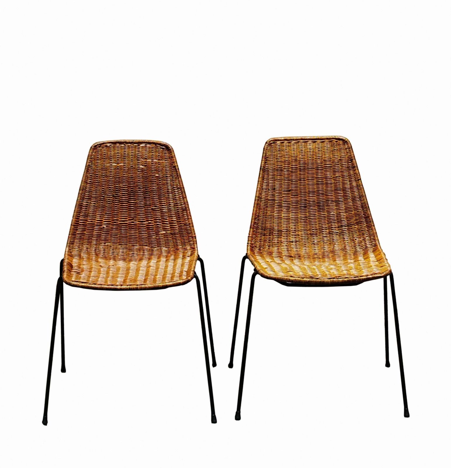 Gian Franco Legler  Pair Of Rattan And Metal "Basket" Chairs, 1950s photo furniture
