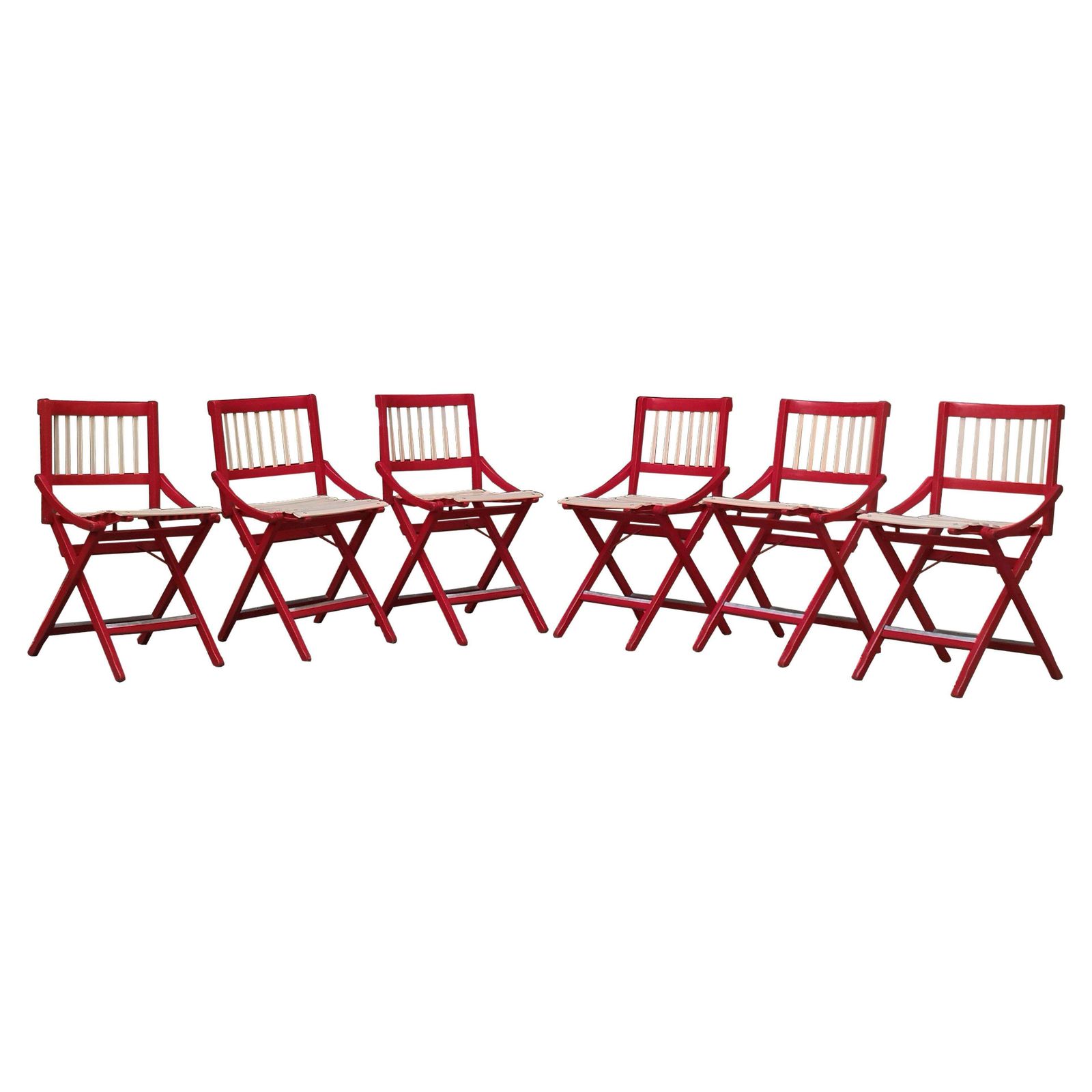 F.Lli Reguitti Group Of Six Mod. "152" Folding Chairs, Italy, 1956