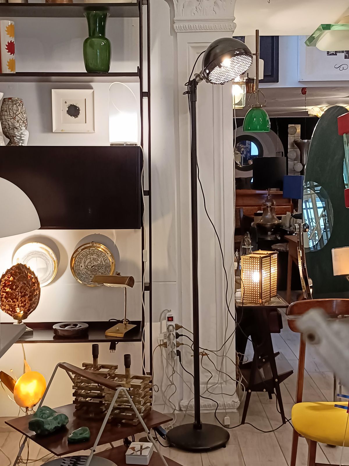 Industrial Black Metal Floor Lamp, Italy 1980s photo buy