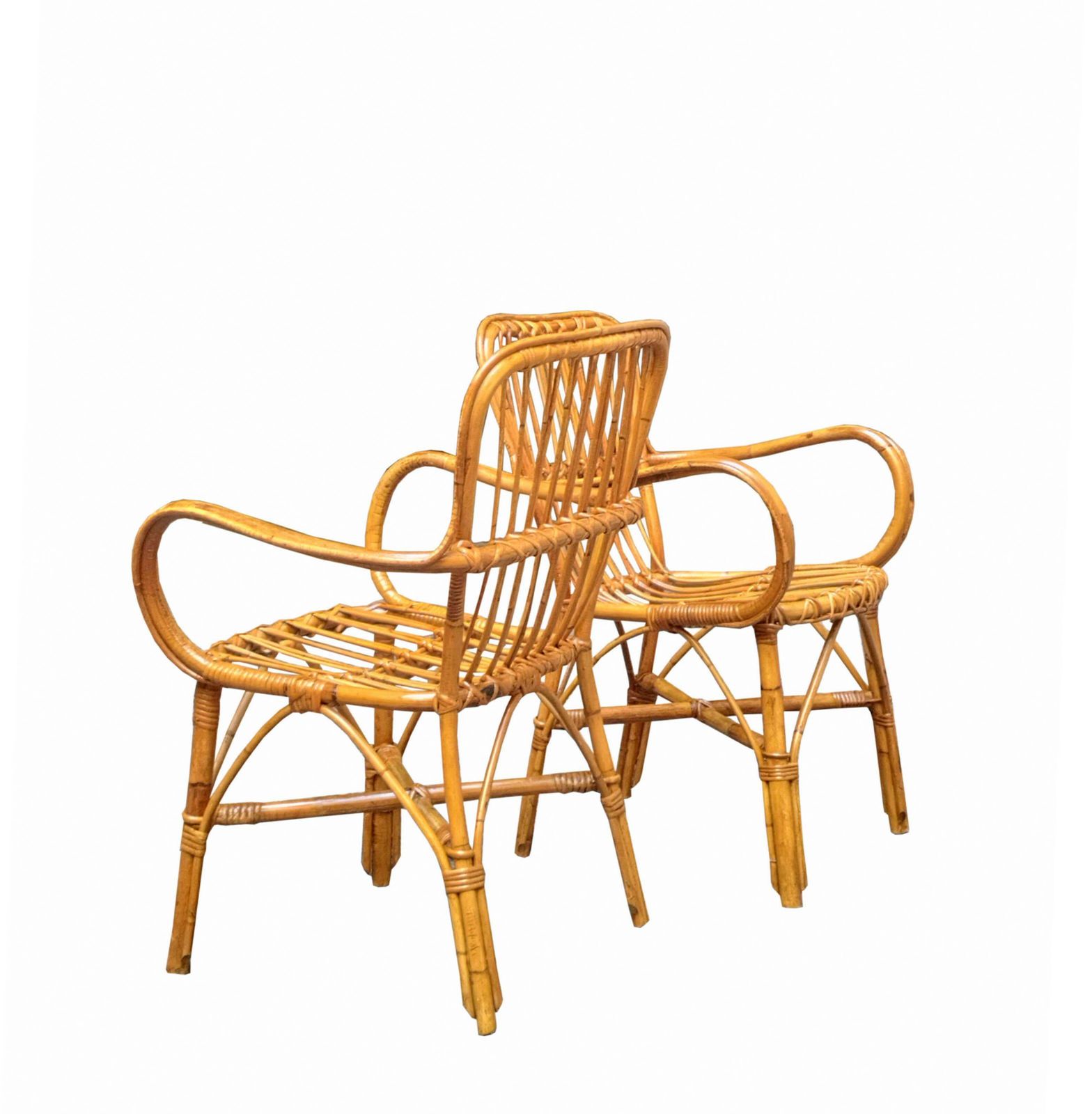 Pair Of Rattan Italian Armchairs, 1960s photo Furniture