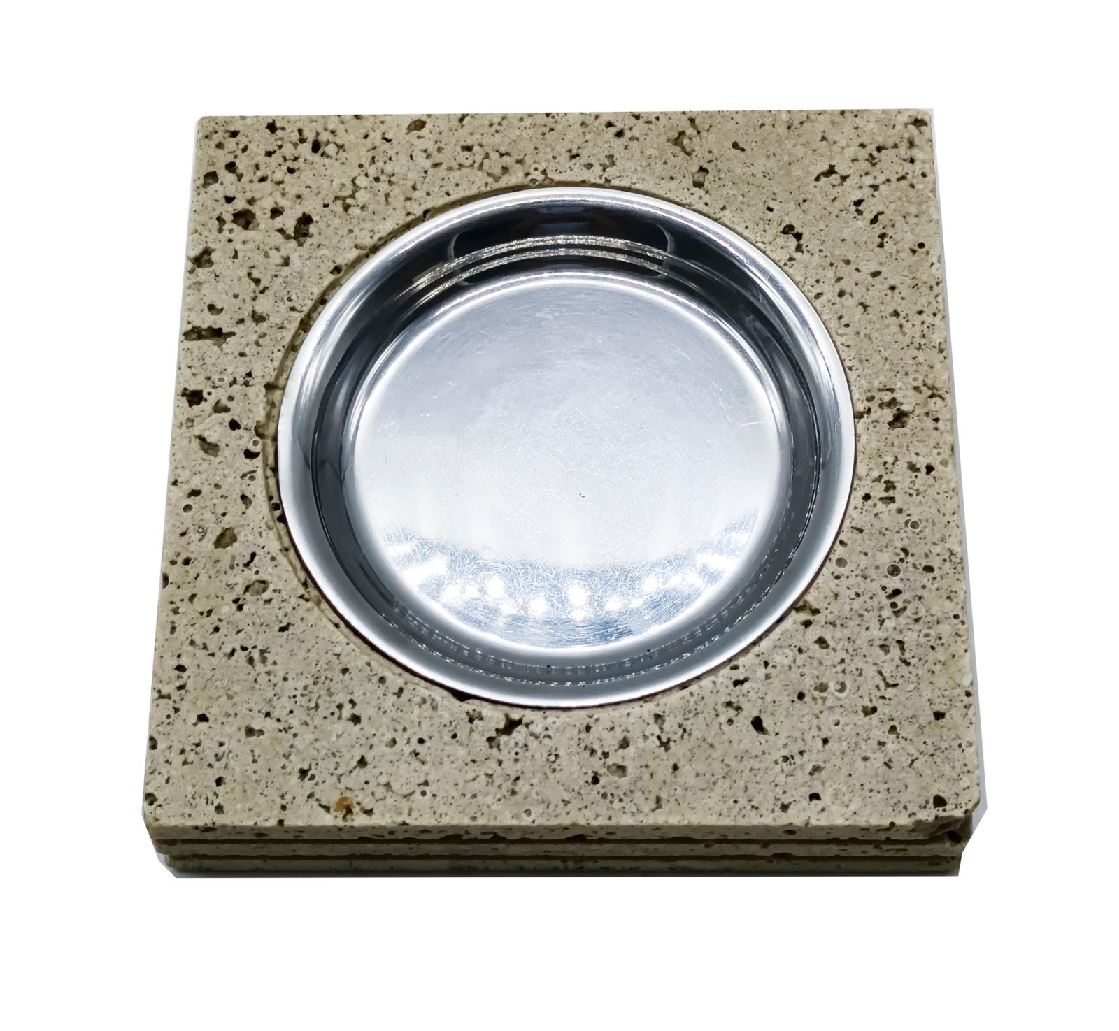 Enzo Mari For F.Lli Mannelli Travertine Ashtrays And Penholders, Italy 1970s photo for sale