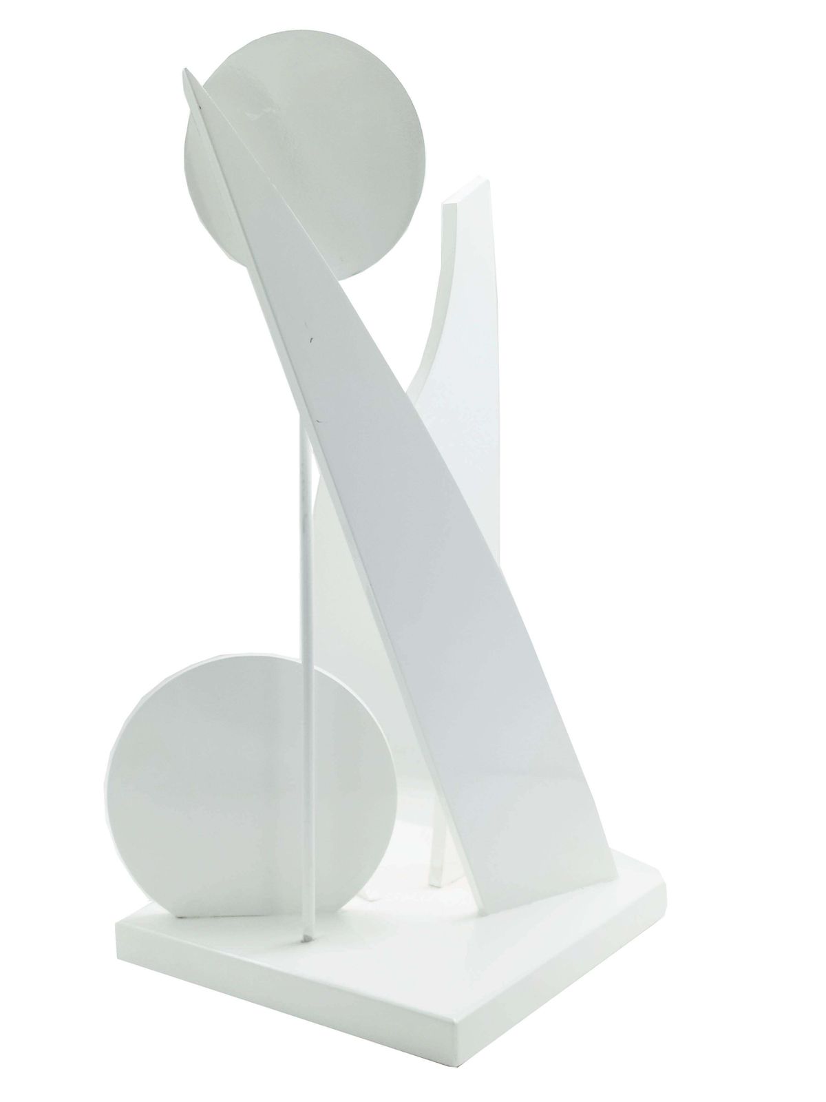 Original White Laquered Wood Geometrc Sculpture, Italy 1990s photo for sale