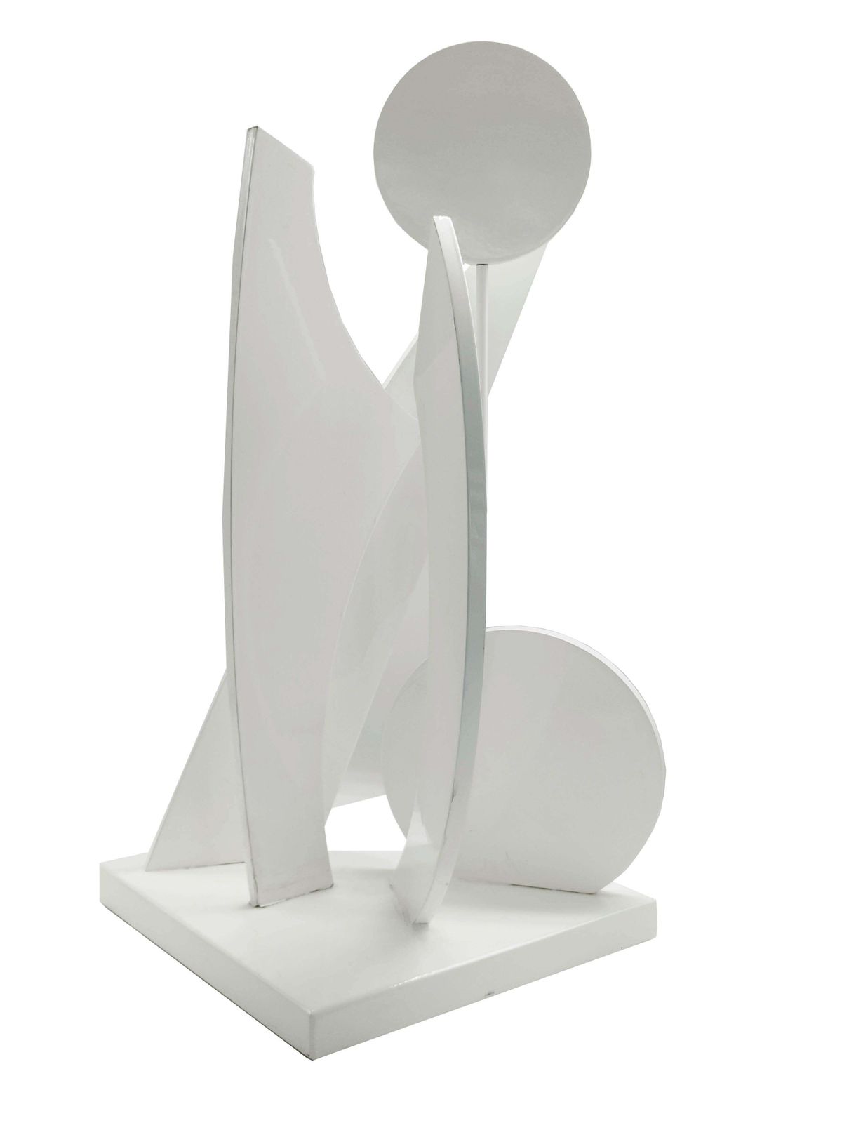 Original White Laquered Wood Geometrc Sculpture, Italy 1990s photo Art