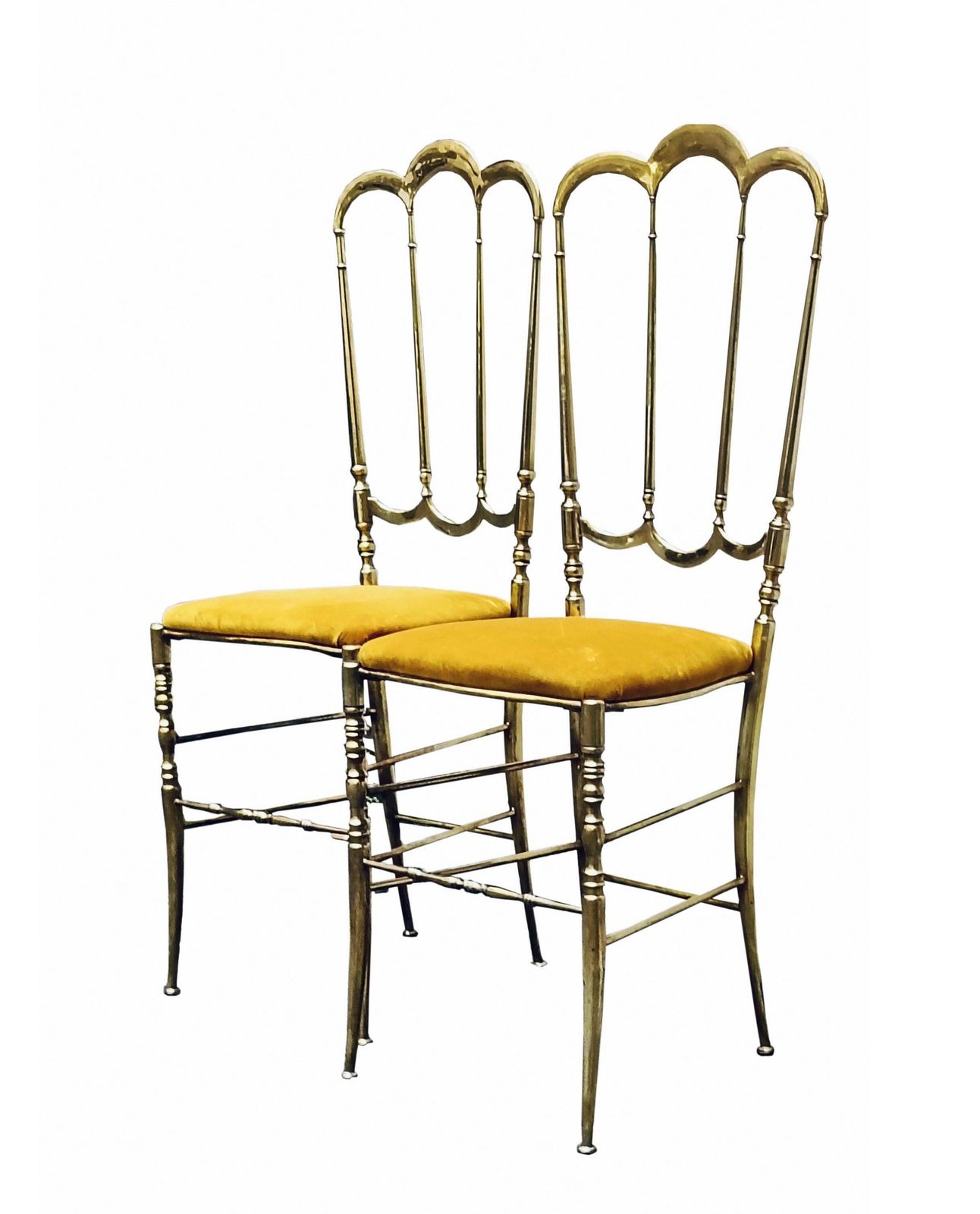 Pair Of Chiavarina Brass Chairs "3 Arches" , Italy 1950s photo furniture