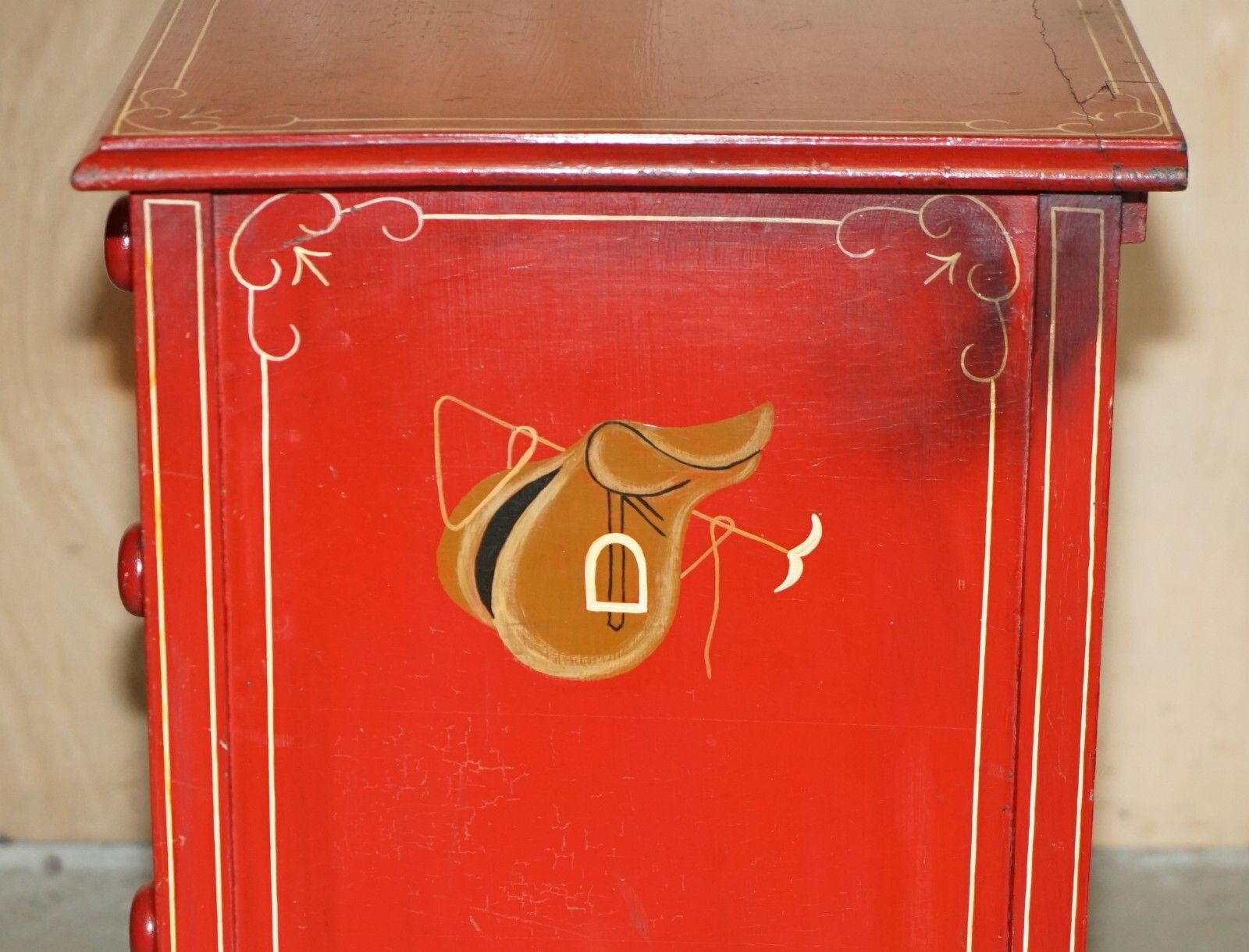 2750.0 Equestrian Antique Victorian Pine Hand Painted Horse & Jockey Chest Of Drawers photo