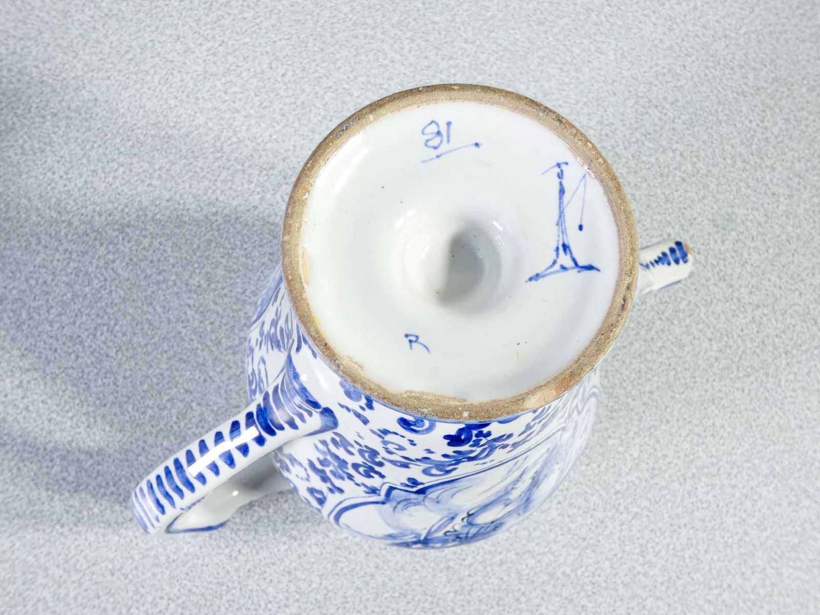 photo for sale Albisola Ceramic Jug, Hand Painted, Alba Docilia Manufacture, Italy, Early 20thc