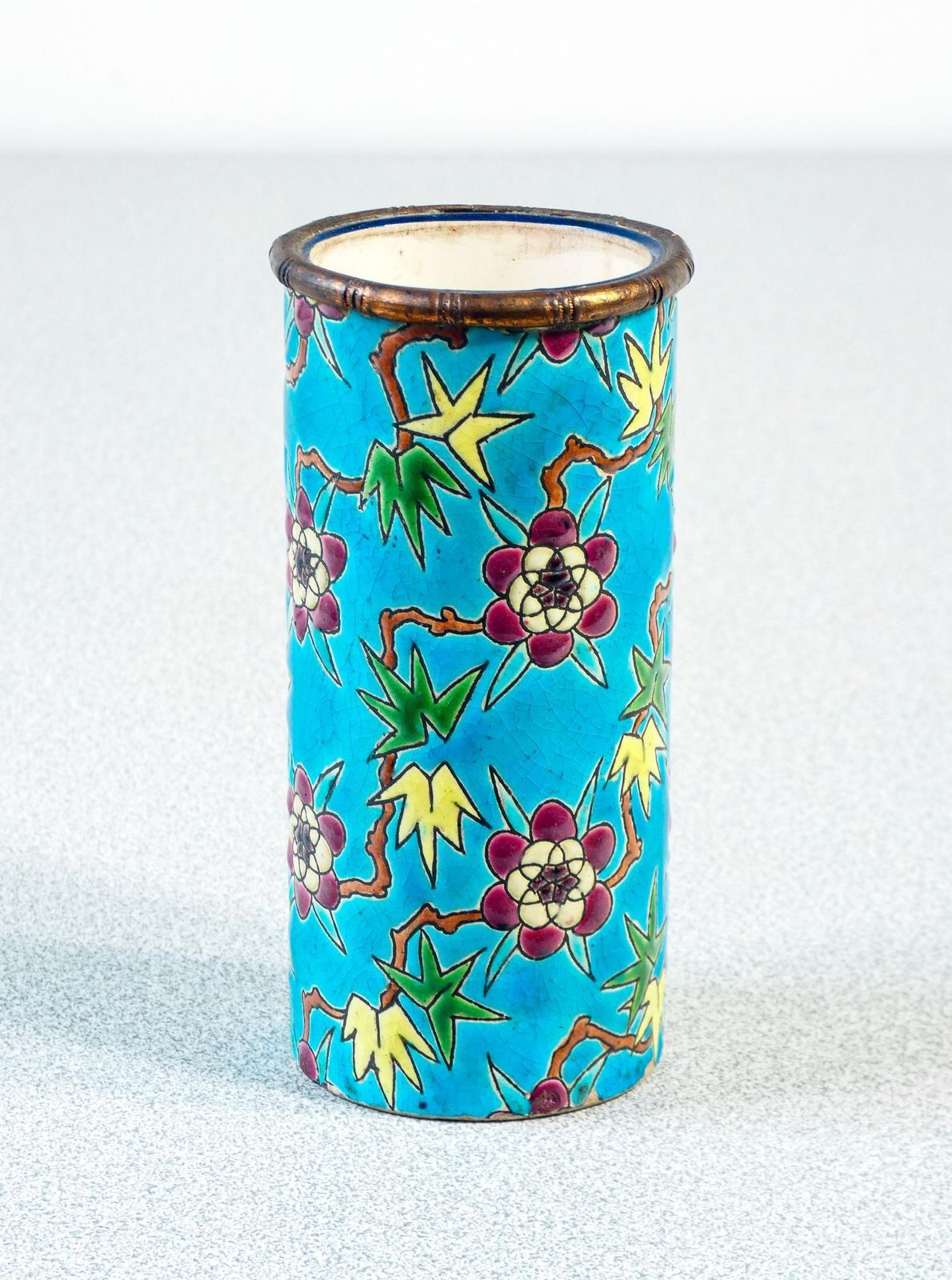 photo for sale Pair Of Emaux De Longwy Ceramic And Glaze Jars. France, Late 19th Century