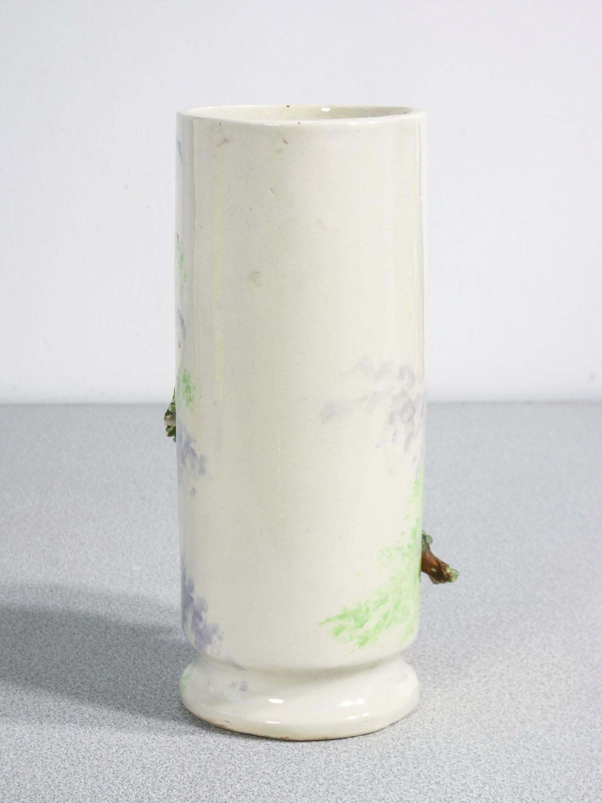 Home Decor Pair Of Barbotine Ceramic Vases, Decorated With Flowers And Leaves. France, 1930s photo