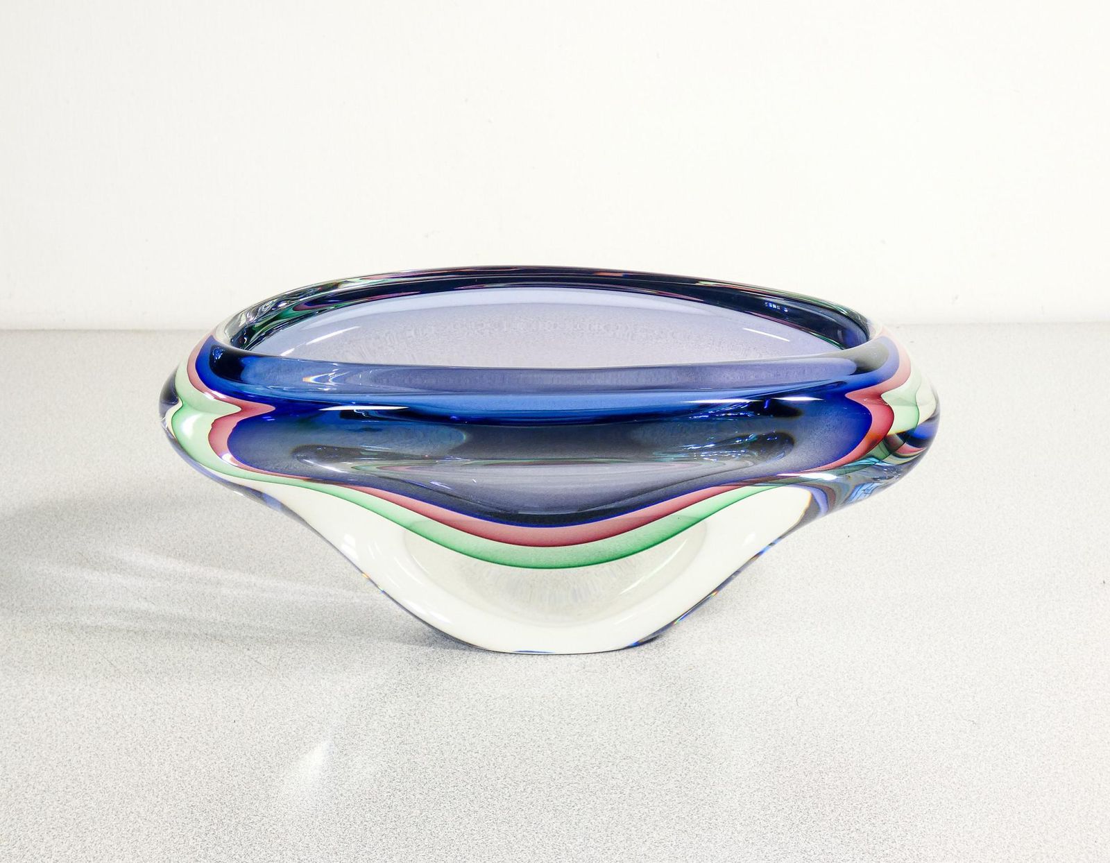 Murano Polychrome Blown Glass Vase, Submerged Series By Franco Schiavon. photo for sale