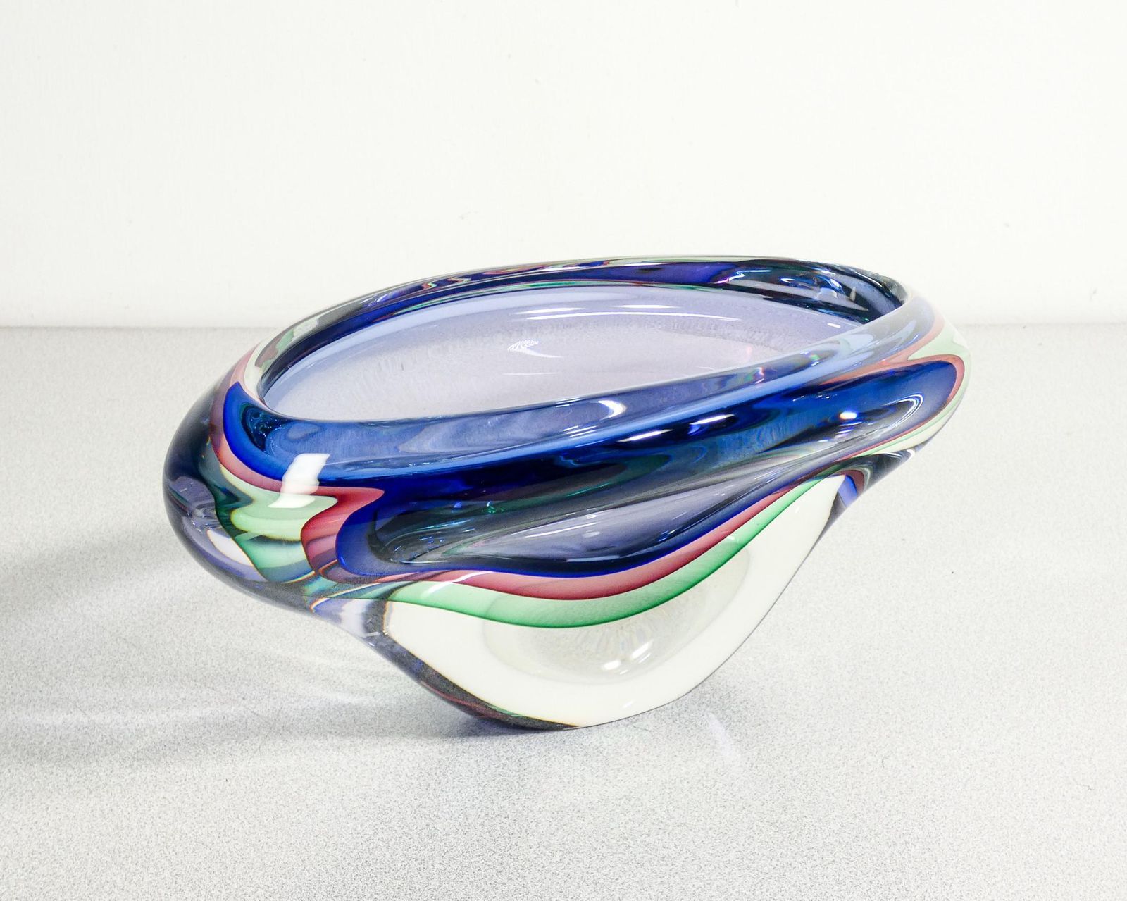 Murano Polychrome Blown Glass Vase, Submerged Series By Franco Schiavon. photo Home Decor