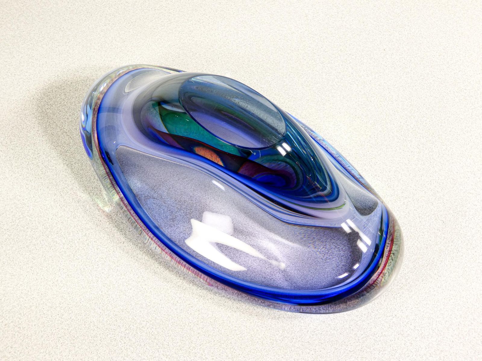 571.0 Murano Polychrome Blown Glass Vase, Submerged Series By Franco Schiavon. photo