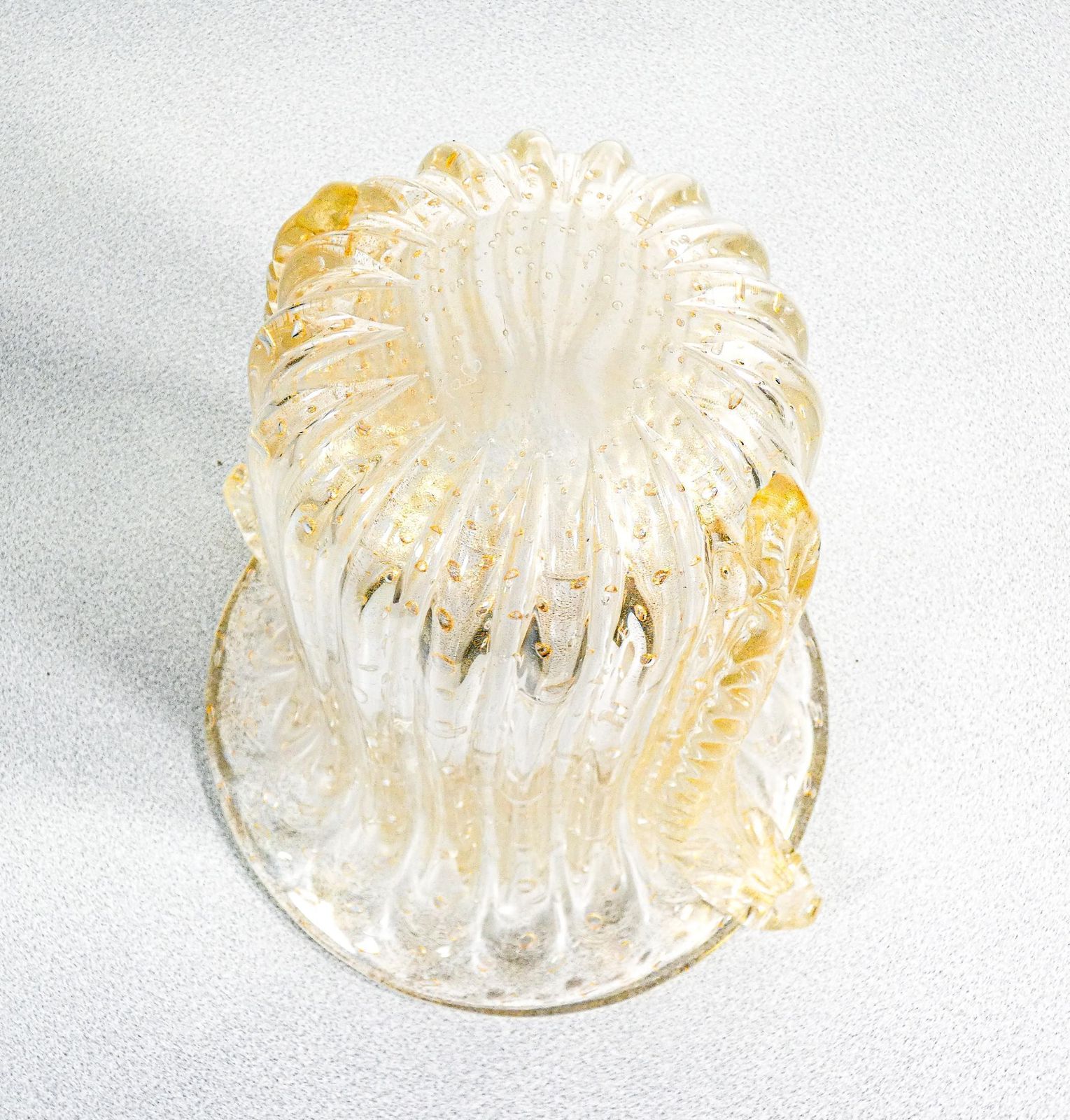 photo vinterior Toso Murano Design Vase, Transparent Blown Glass Bullicant, Corded