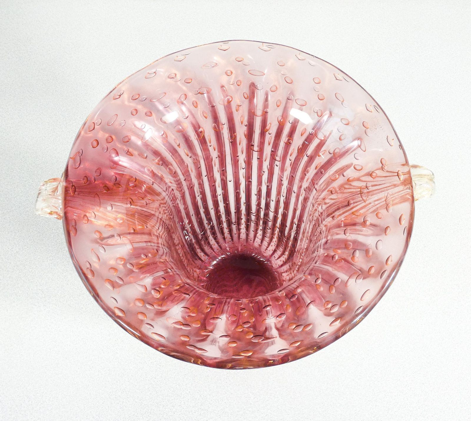 Toso Murano Design Vase, Pink Bulb Blown Glass, Corded photo 1023.0