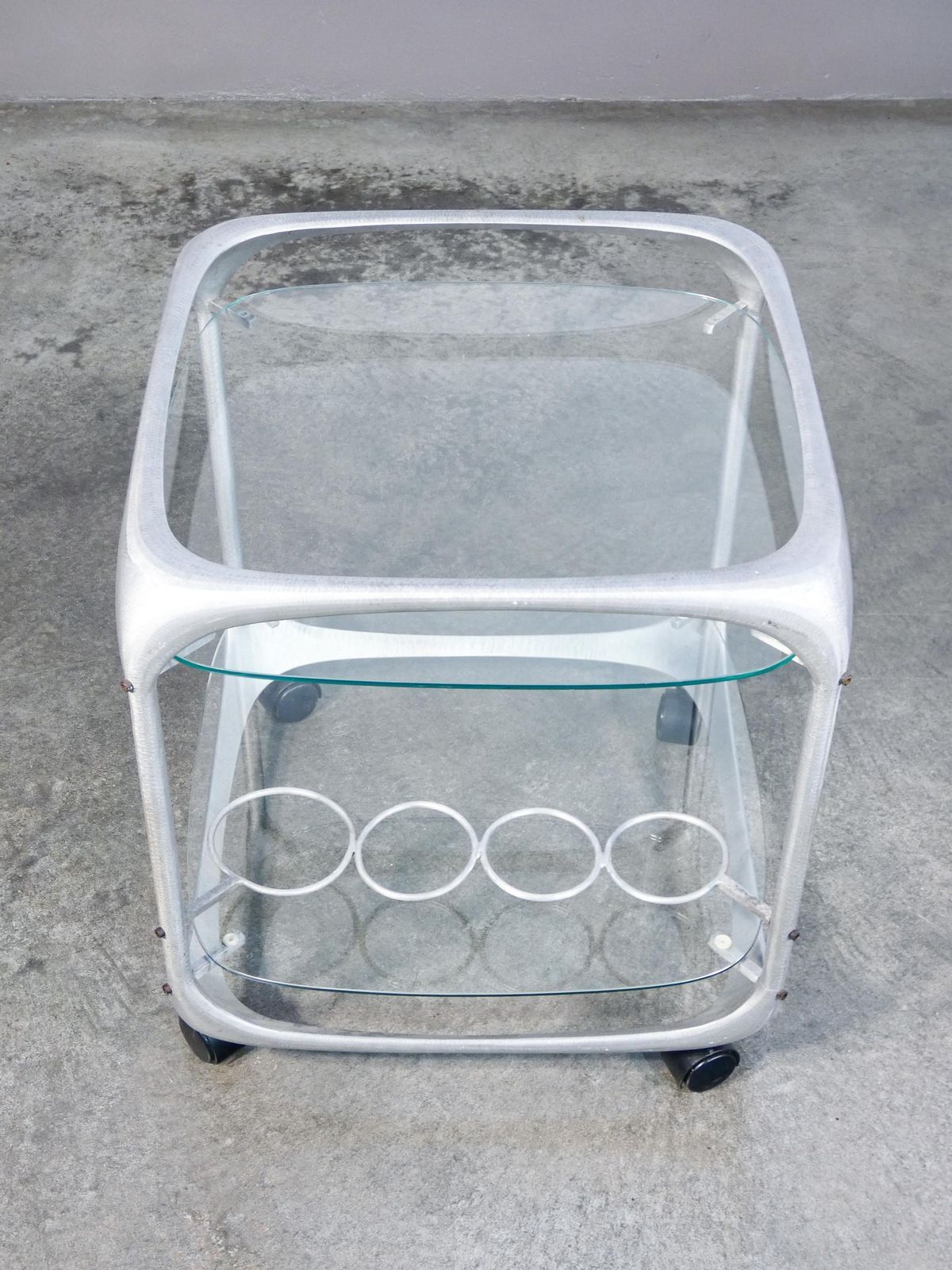 Aluminum And Glass Bar Cart, Design Renzo Burchiellaro. Italy, 70s photo 1023.0