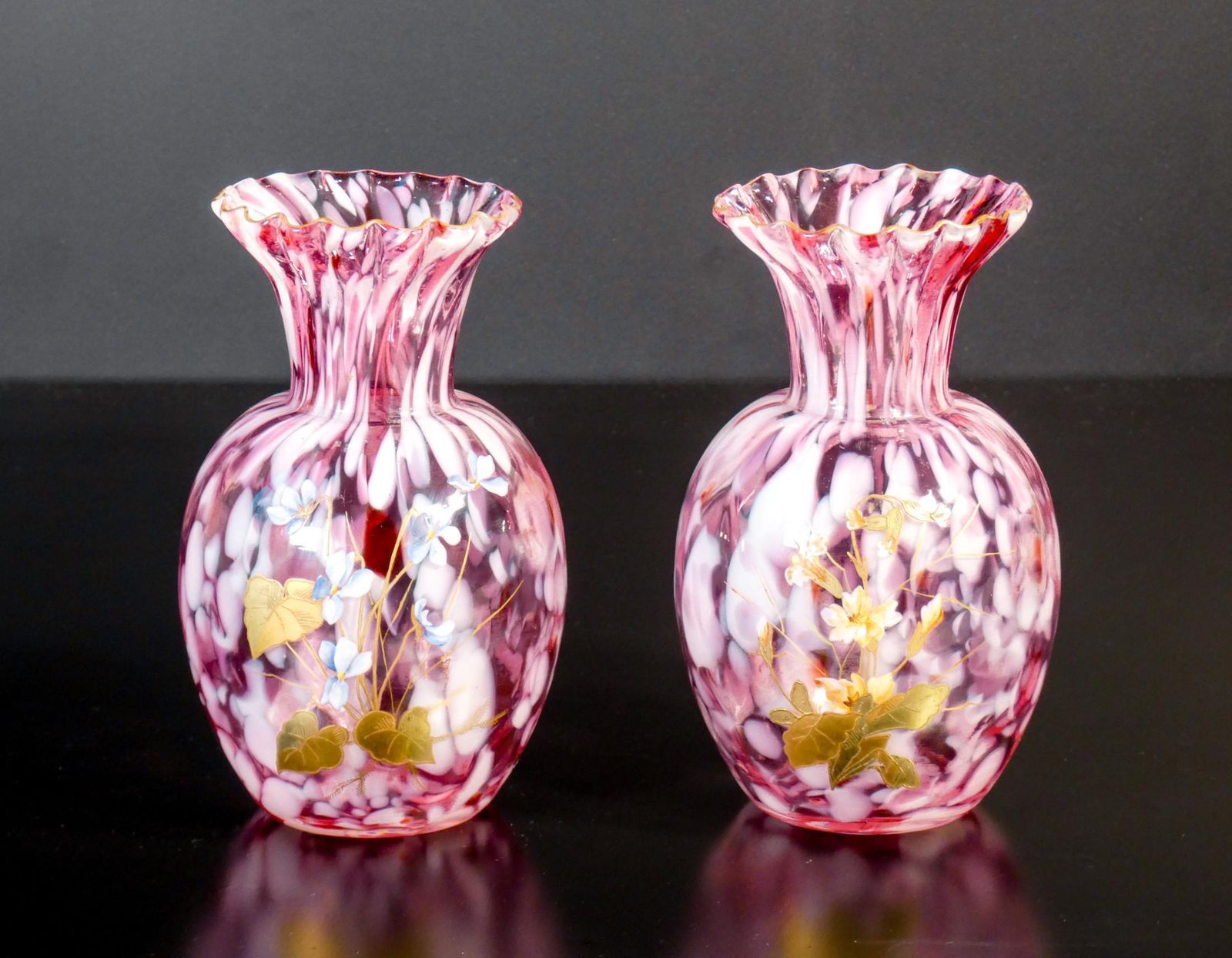 Pair Of Blown Glass Vases, "Verrerie Saint Denis" 'Post Legras', 1800 photo furniture