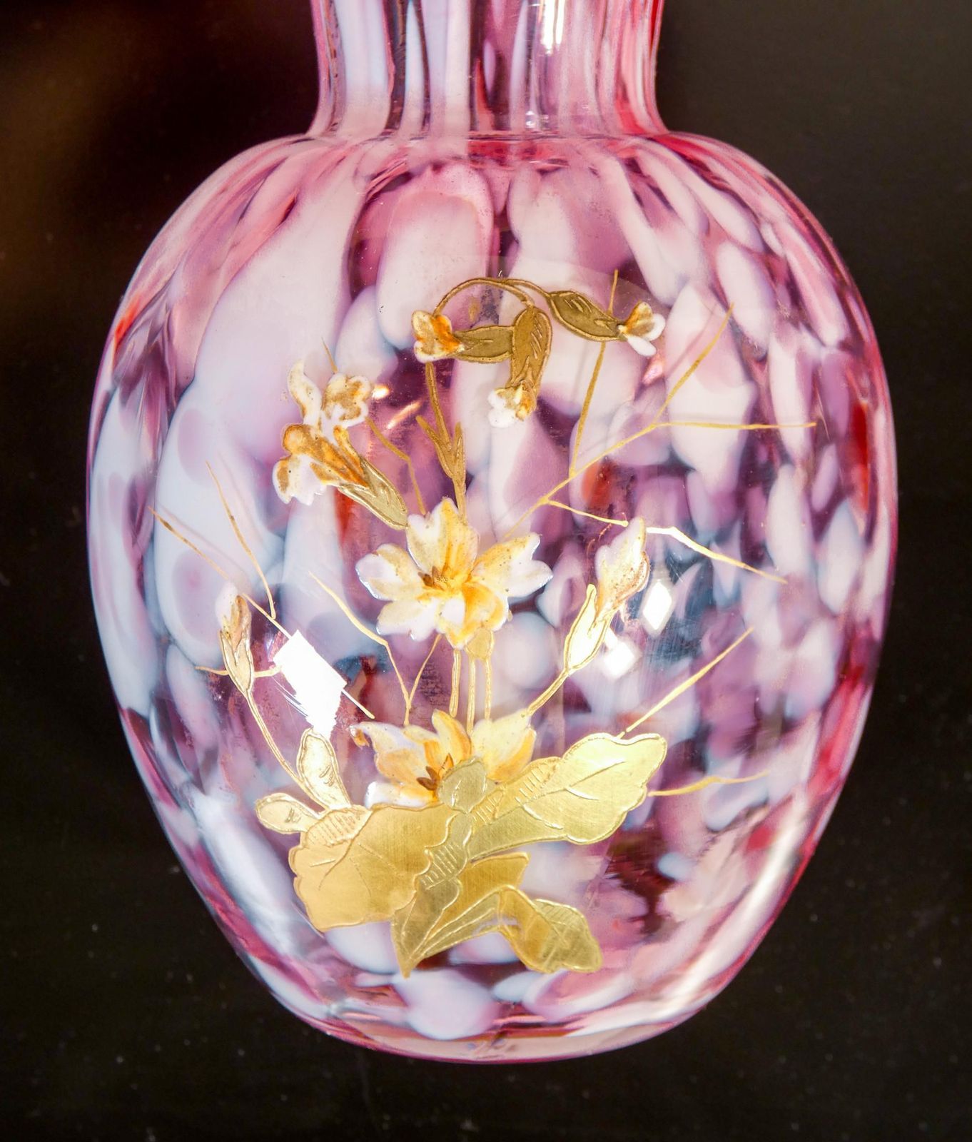 Pair Of Blown Glass Vases, "Verrerie Saint Denis" 'Post Legras', 1800 photo vintage