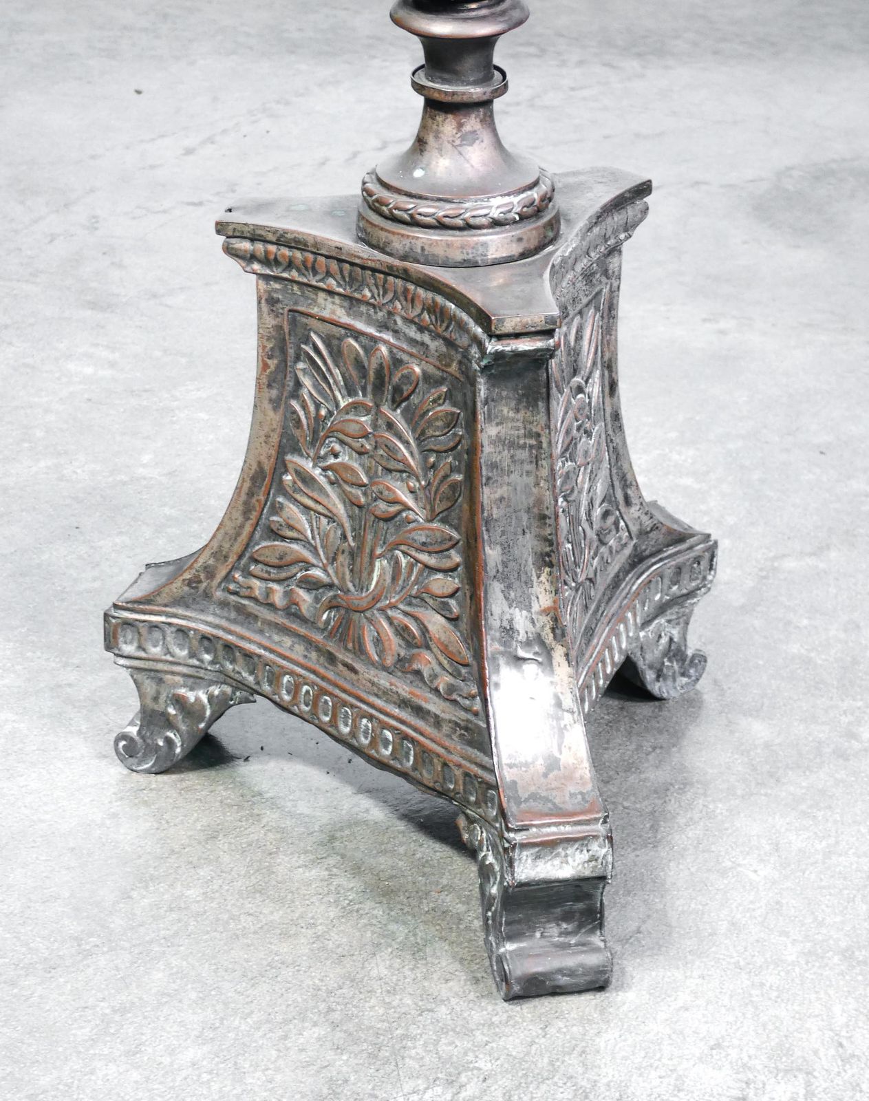 Candlestick In Silvered Copper, Embossed Decoration, Italy, 18th Century photo 827.0