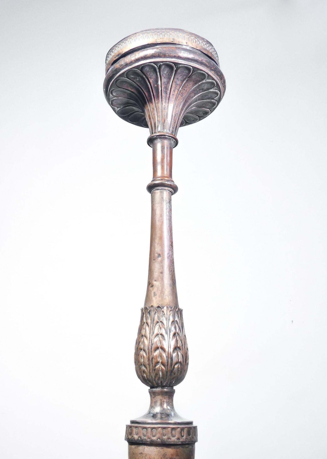 photo furniture Candlestick In Silvered Copper, Embossed Decoration, Italy, 18th Century