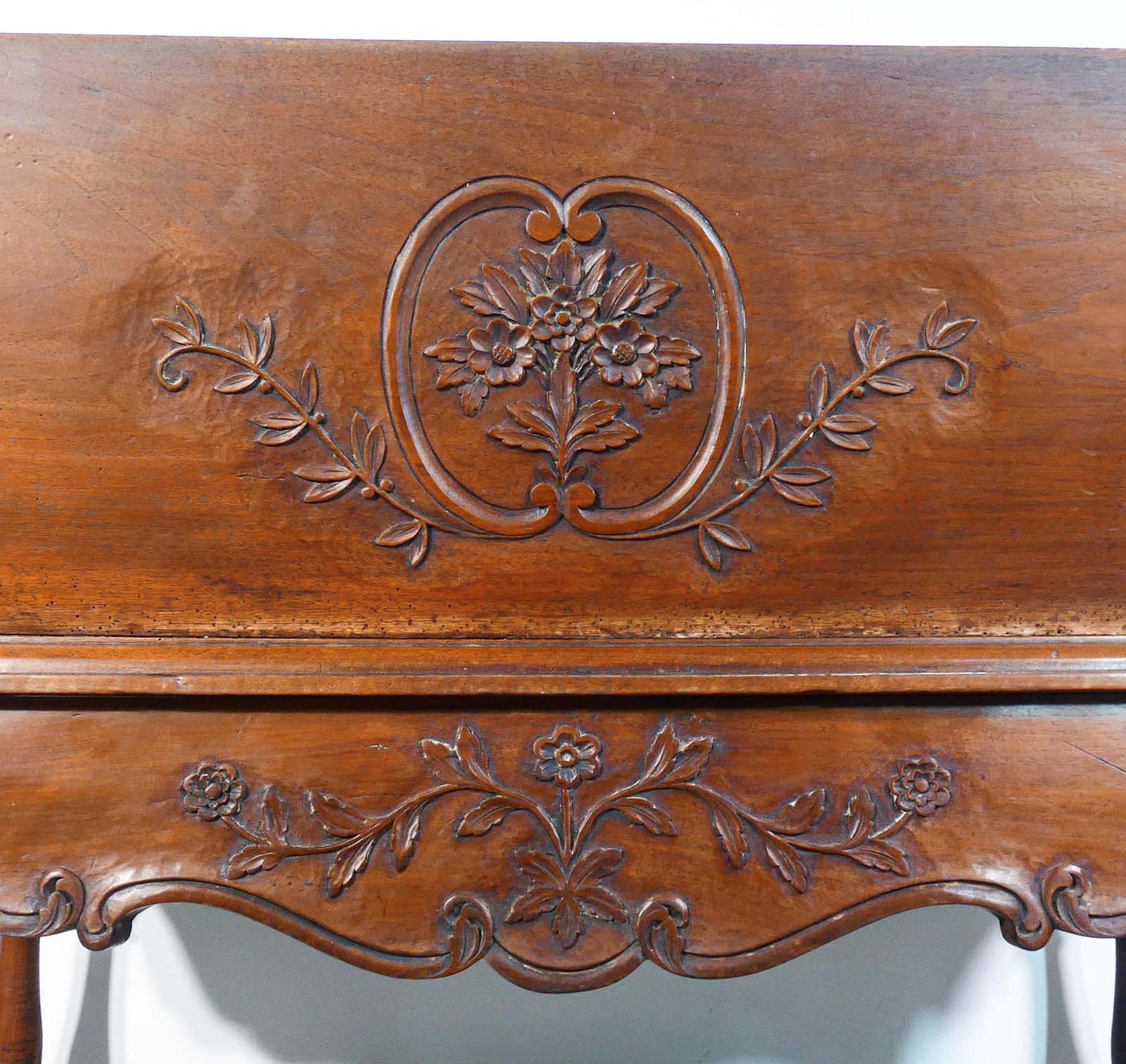 Vintage Solid Walnut Wood Sideboard Decorated In Bas Relief. Early 19th Century photo buy