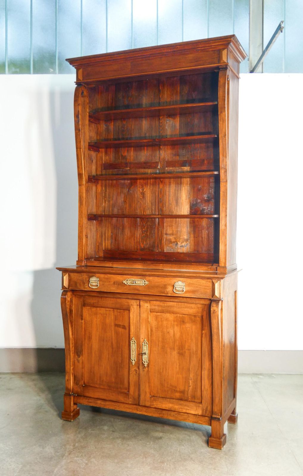 Large Empire Style Sideboard Bookcase Made Of Solid Walnut Wood. Early 19th Century photo vinterior