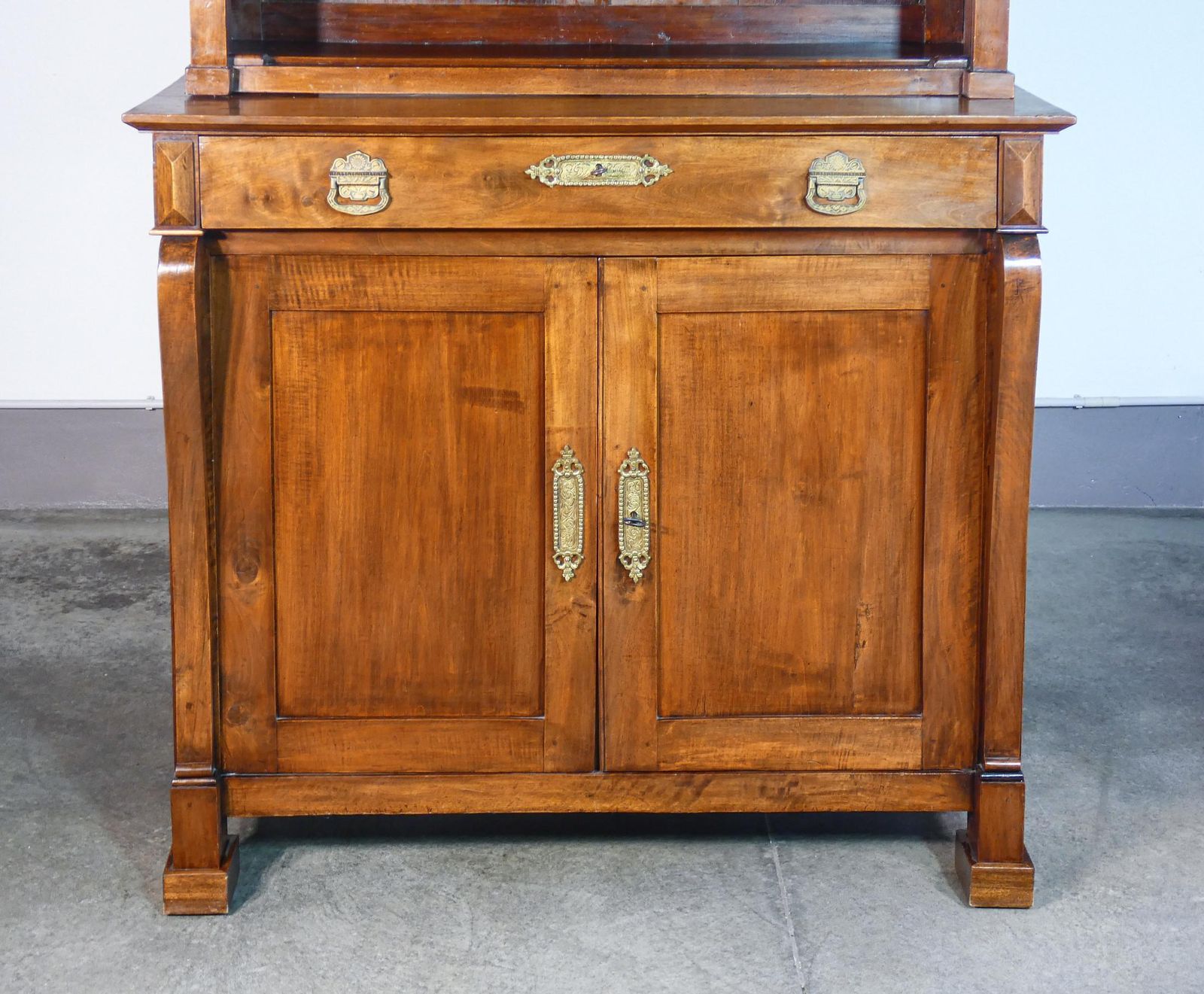 Large Empire Style Sideboard Bookcase Made Of Solid Walnut Wood. Early 19th Century photo vintage