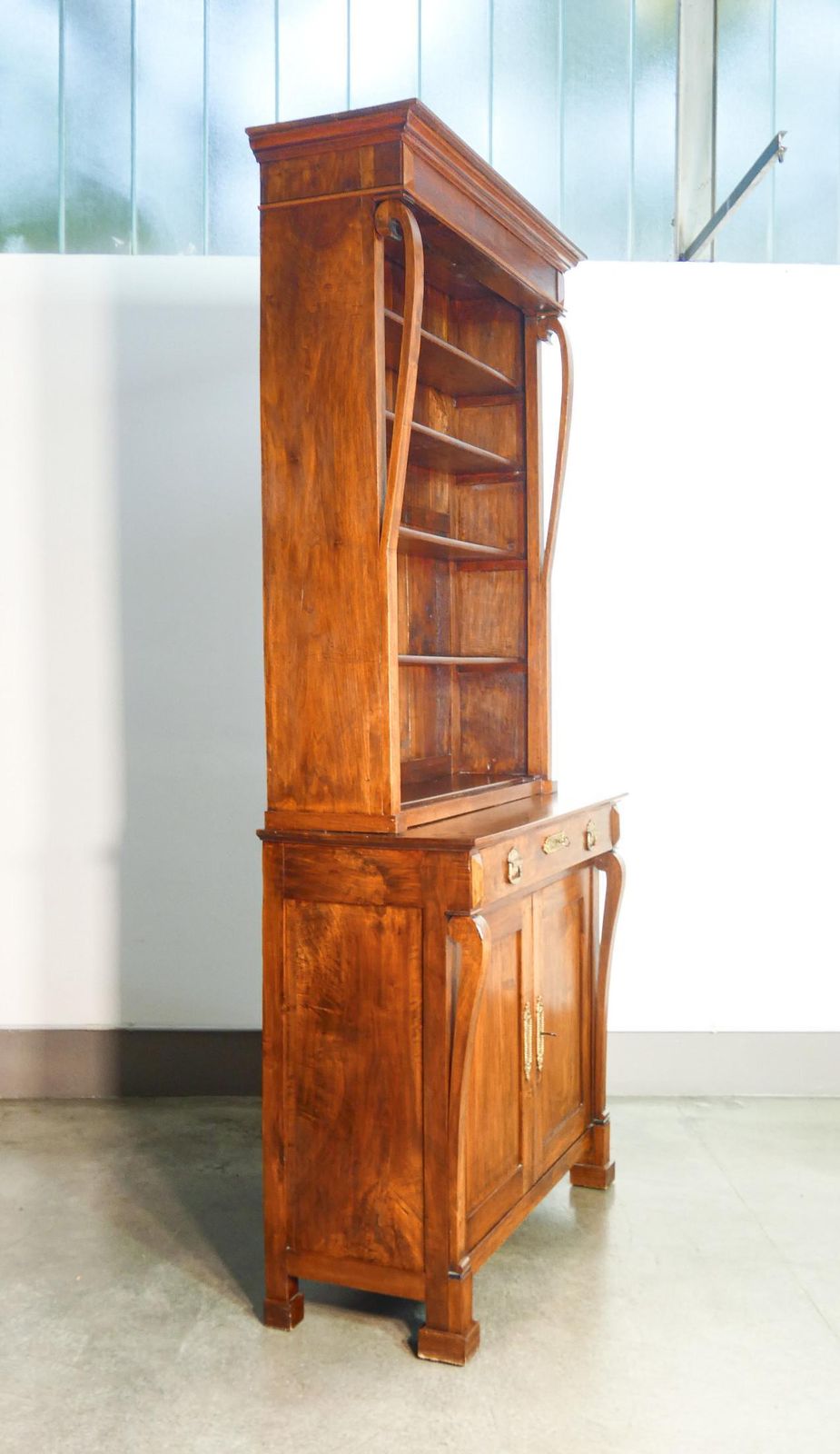 Furniture Large Empire Style Sideboard Bookcase Made Of Solid Walnut Wood. Early 19th Century photo