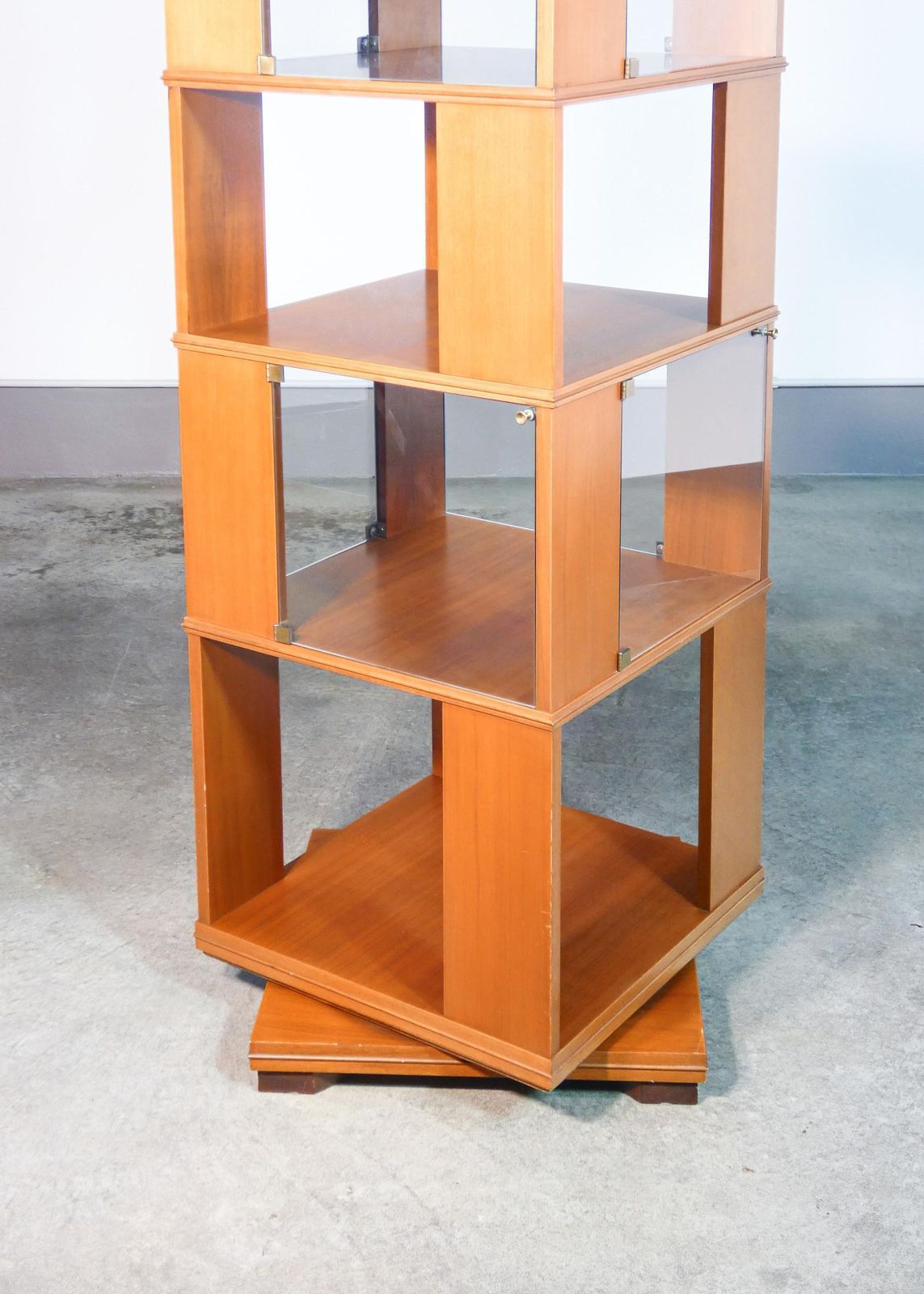 photo for sale Wooden Center Swivel Bookcase, Six Shelves. Italy, 60s