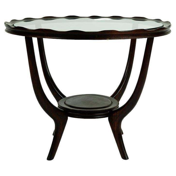 Circular Italian Mid Century Glass Top Coffee Table Attr. To Carlo Di Carli