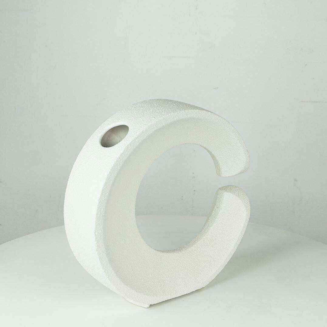 White Italian Midcentury Ceramic Vase By Roberto Rigon For Bertoncello photo 503.0