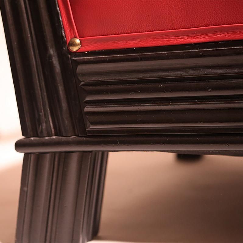 Pair Of Austrian Red Leather Art Deco Armchairs Attributed To Otto Prutscher photo 20465.0