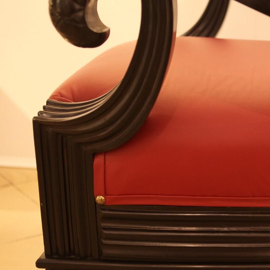 Pair Of Austrian Red Leather Art Deco Armchairs Attributed To Otto Prutscher photo vinterior
