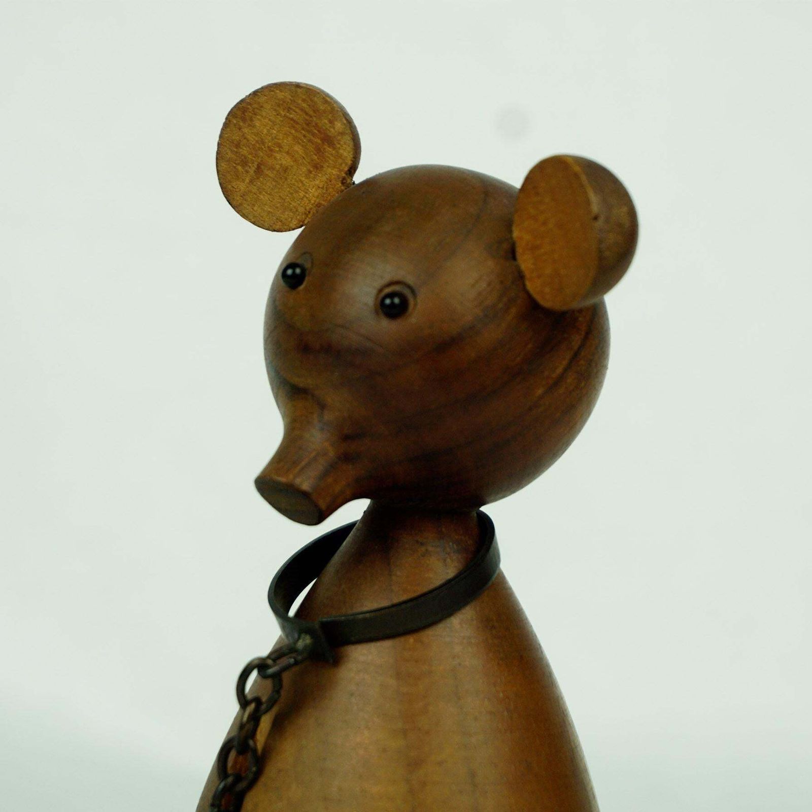 Austrian Midcentury Walnut Bear On A Chain By Werkstätte Hagenauer photo vintage