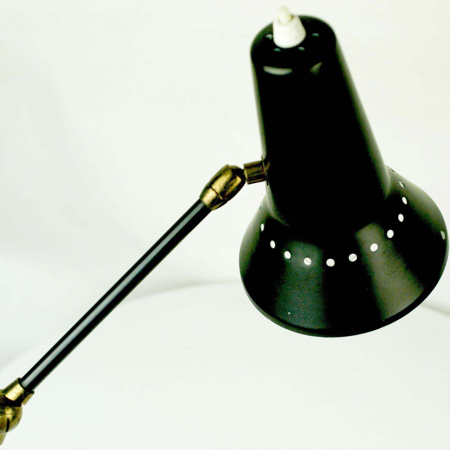 Italian Midcentury Black And Brass Adjustable Clamp Desk Lamp By Stilnovo photo furniture